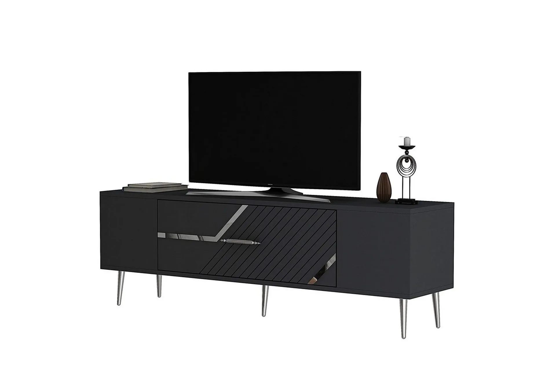 anira tv-bänk 150 cm - antracit/silver