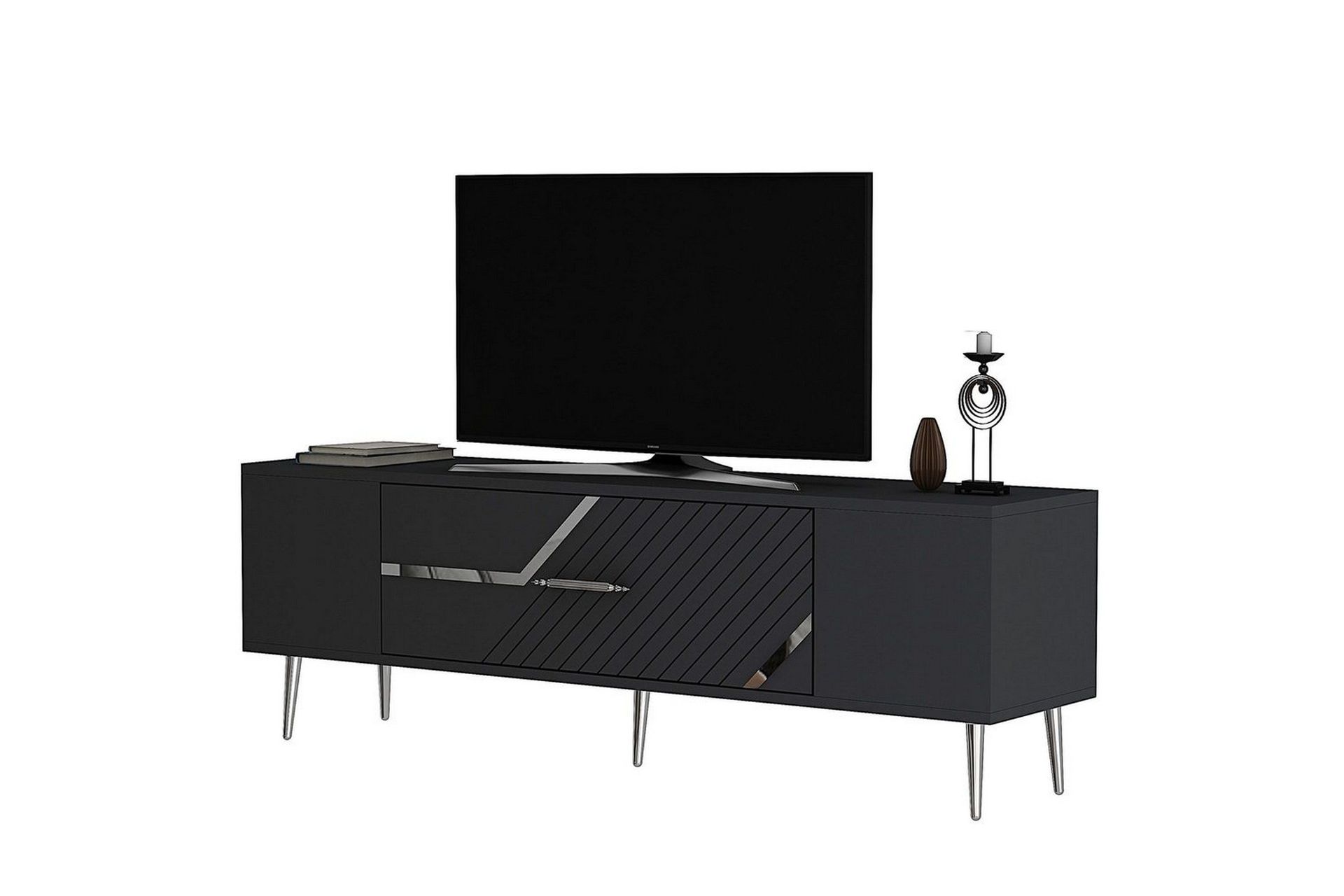 Anira Tv-b&auml;nk 150 cm - Antracit/Silver