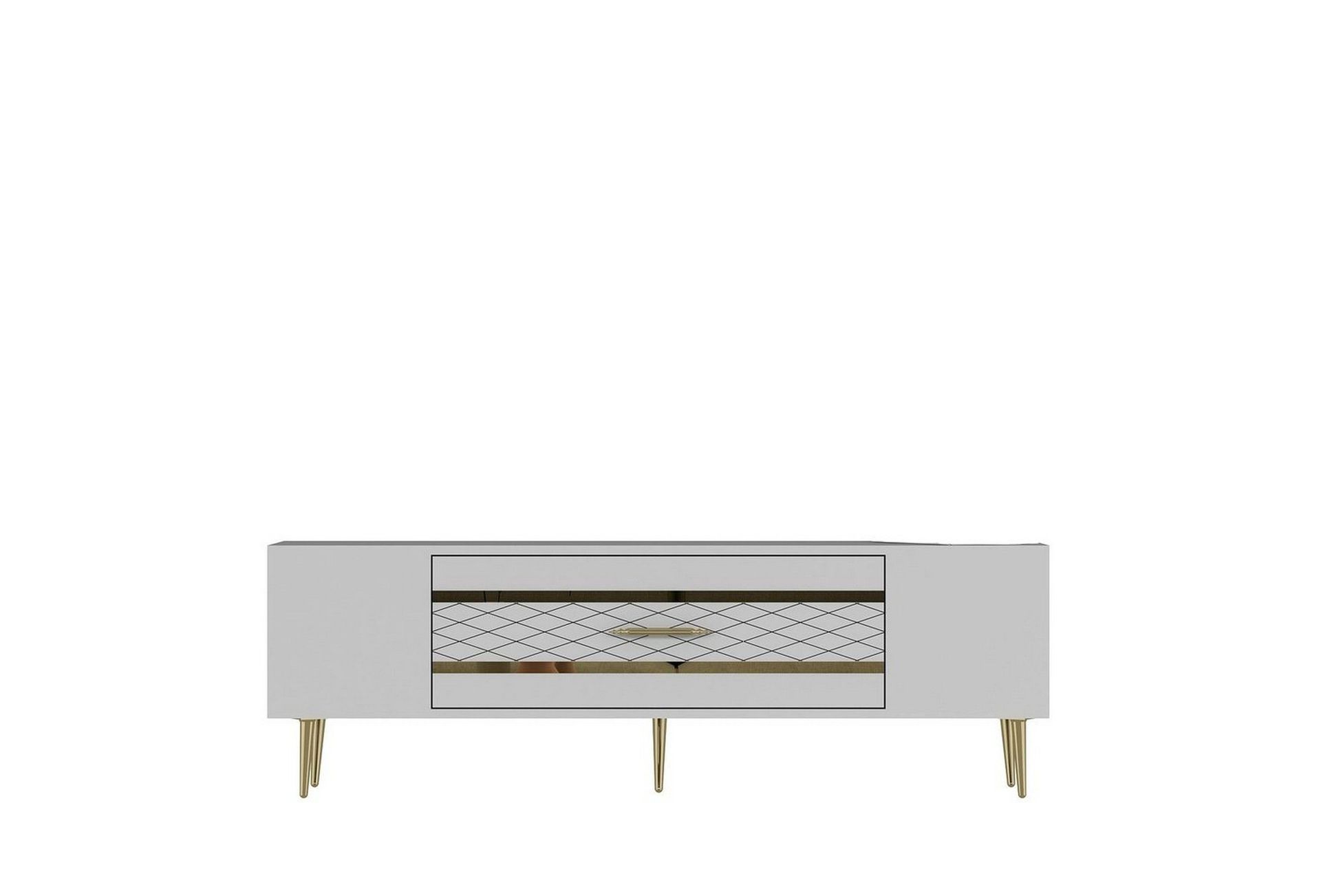 Anira Tv-b&auml;nk 150 cm - Vit/Guld