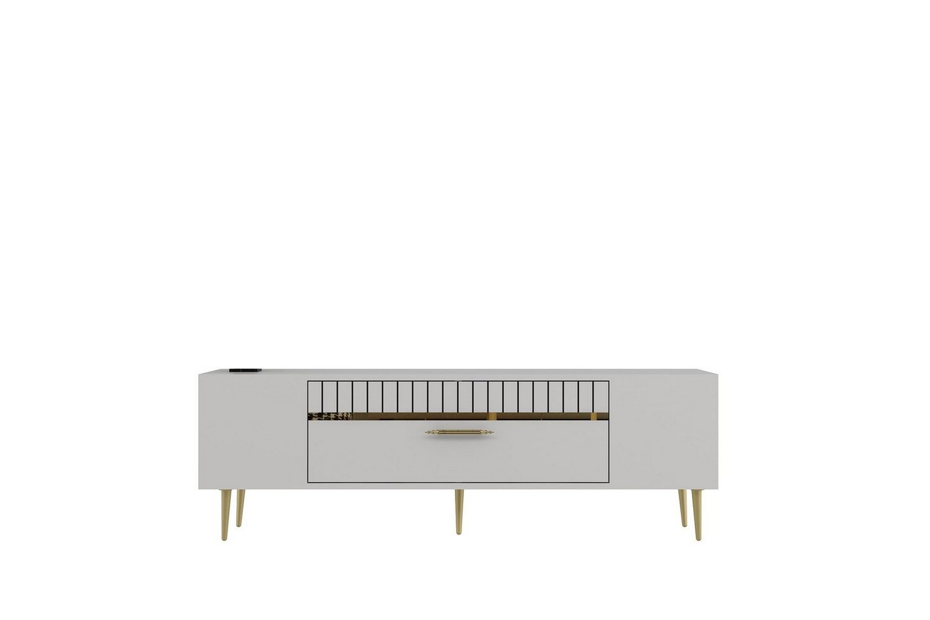 anira tv-bänk 150 cm - vit/guld