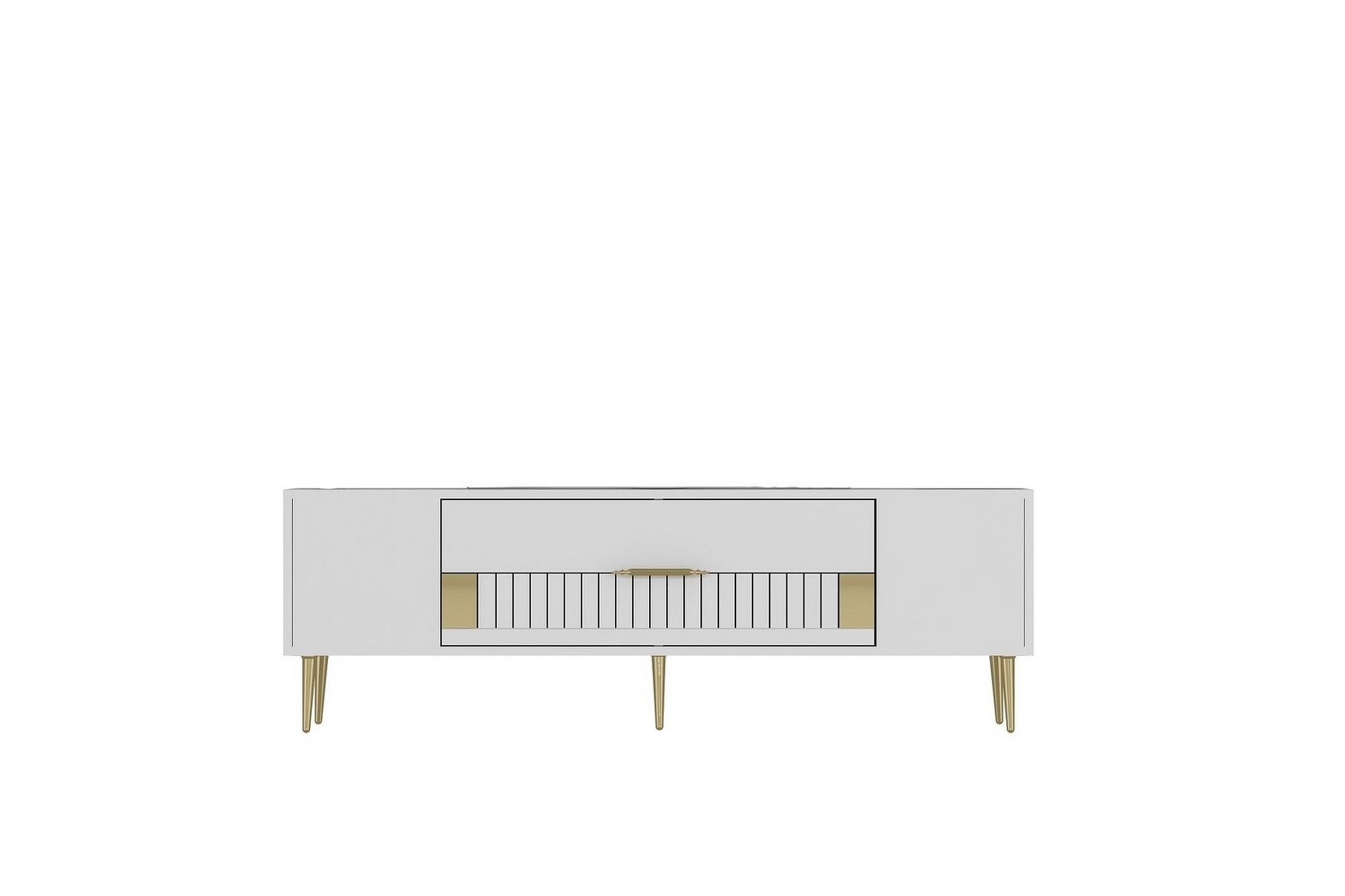anira tv-bänk 150 cm - vit/guld