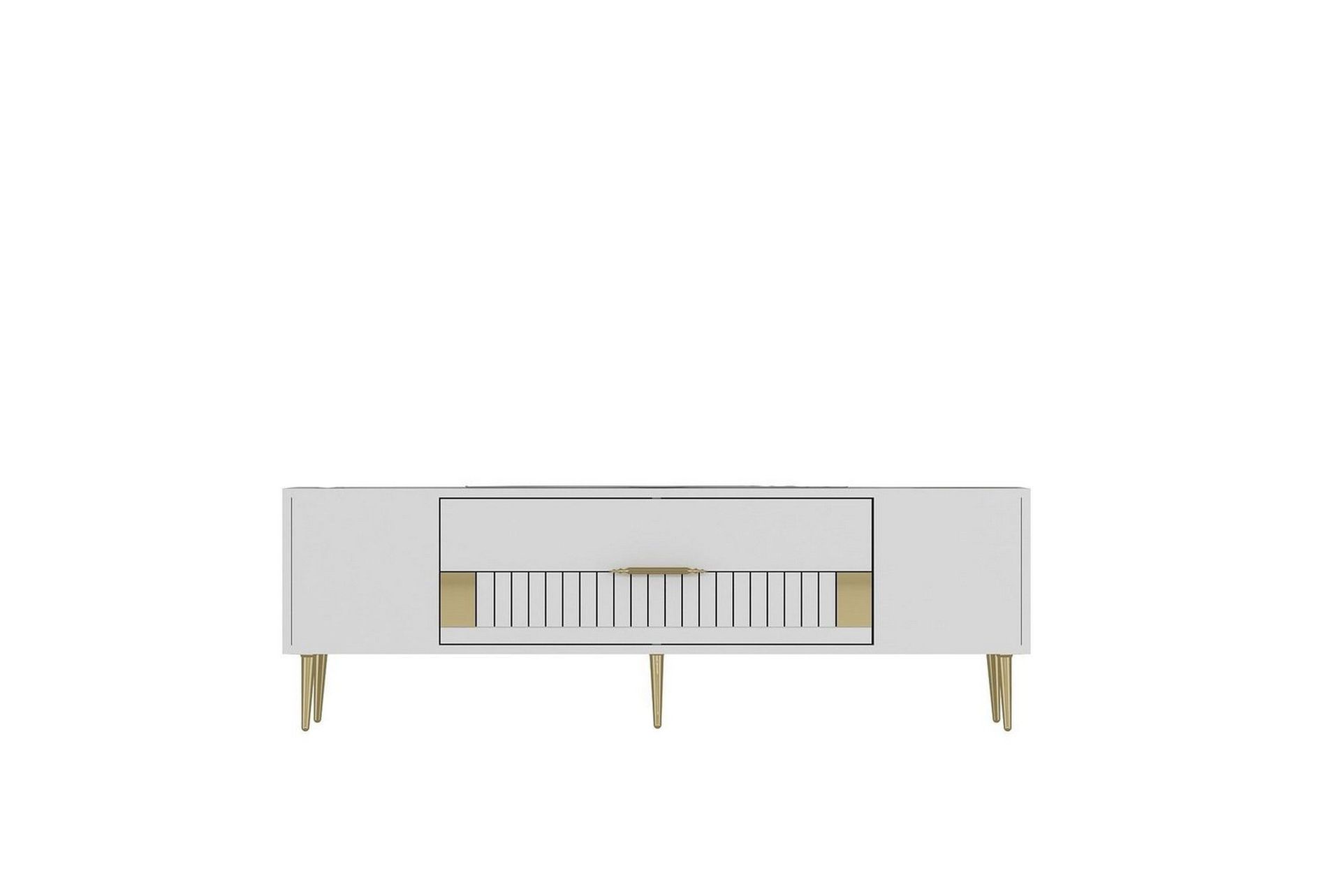 Anira Tv-b&auml;nk 150 cm - Vit/Guld