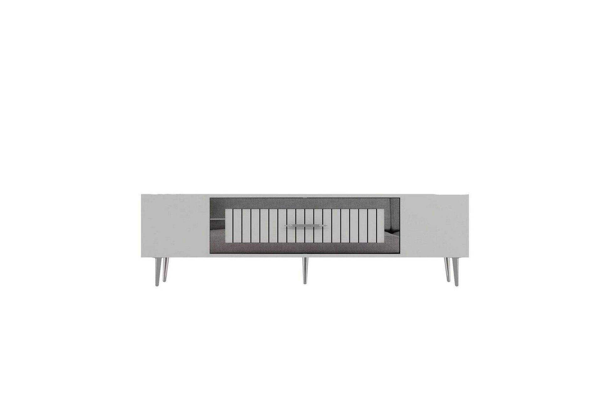 Anira Tv-b&auml;nk 150 cm - Vit/Silver