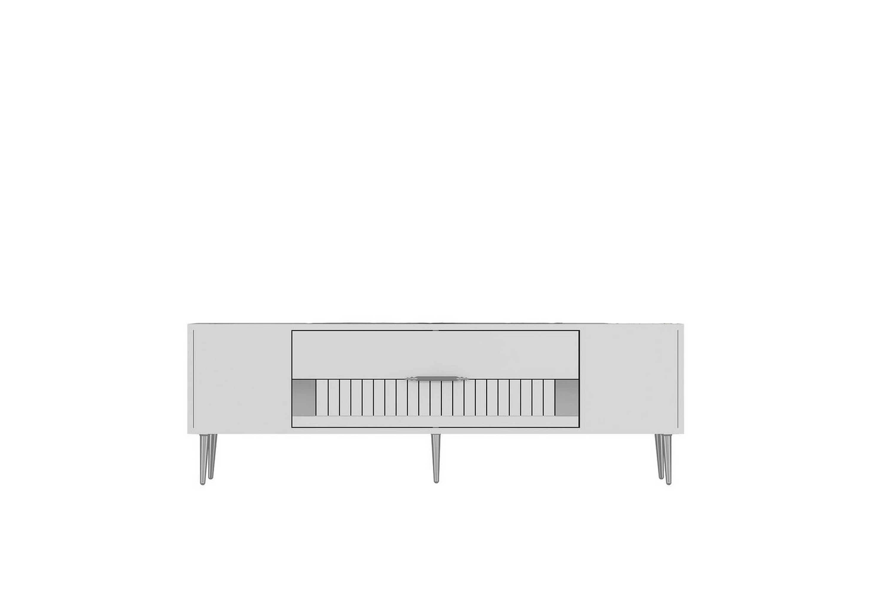 anira tv-bänk 150 cm - vit/silver