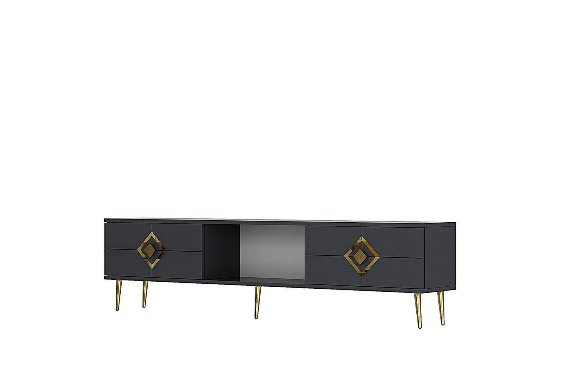 Cleryn Tv-b&auml;nk 150 cm - Antracit/Guld