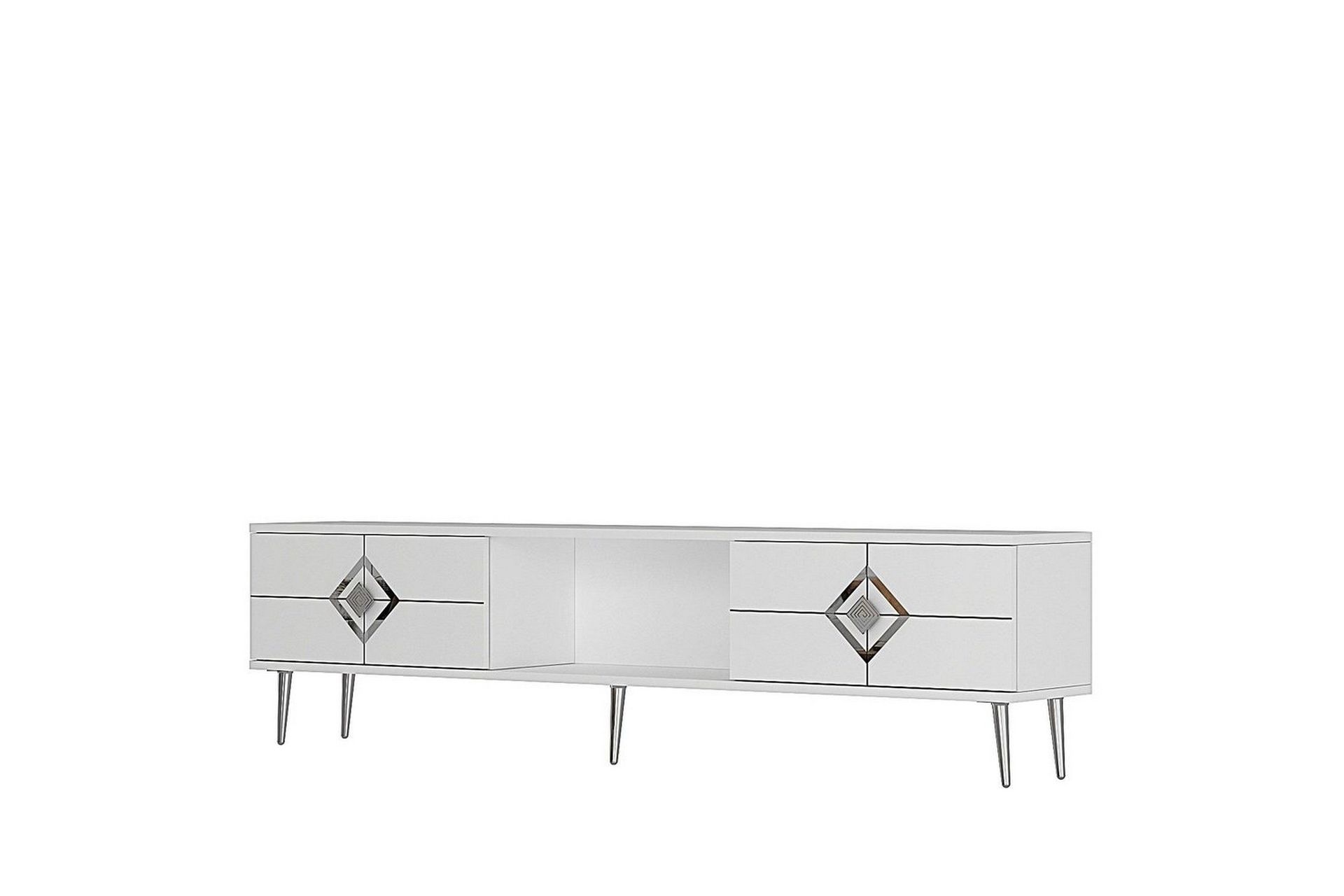 Cleryn Tv-b&auml;nk 150 cm - Vit/Silver
