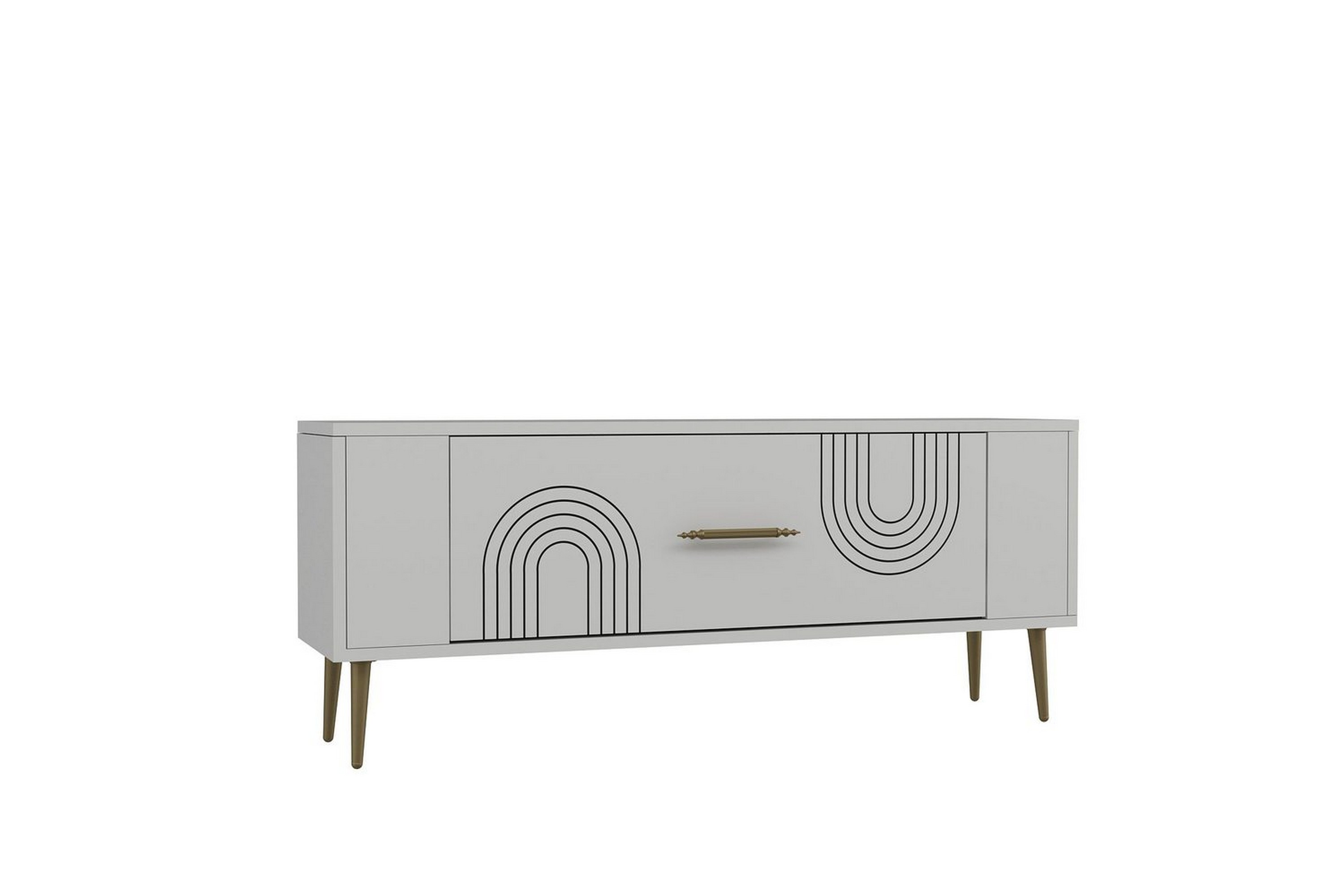 deyric tv-bänk 120 cm - vit/guld