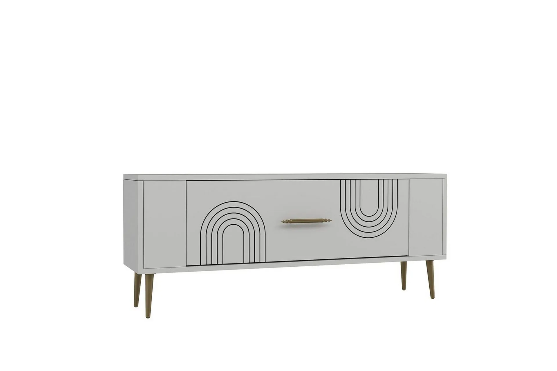 deyric tv-bänk 120 cm - vit/guld