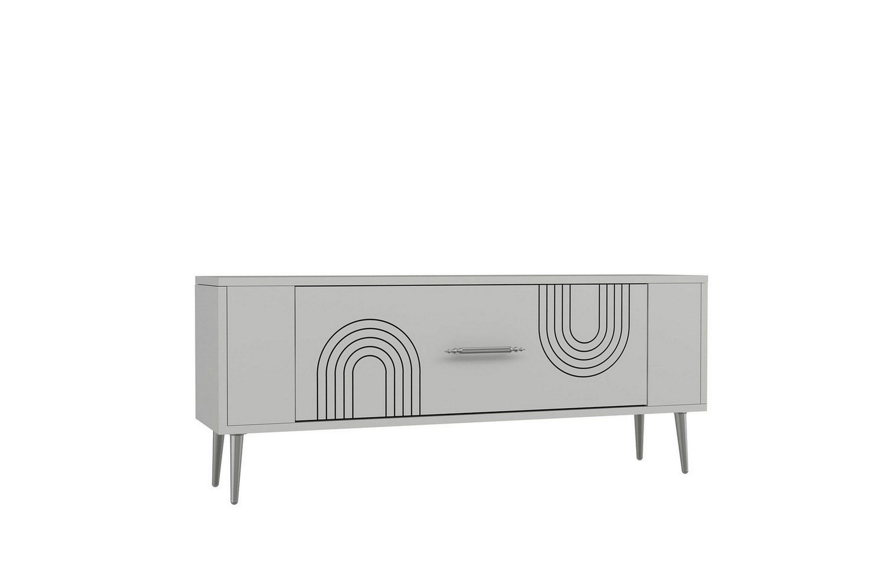 deyric tv-bänk 120 cm - vit/silver