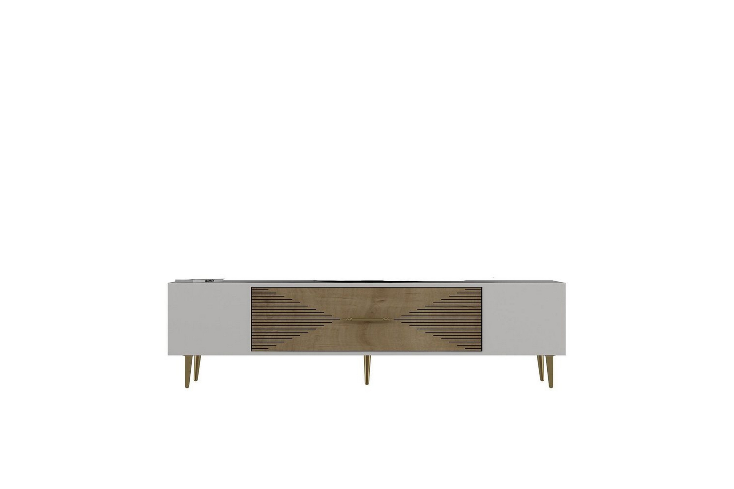 drova tv-bänk 150 cm - ek/vit/guld