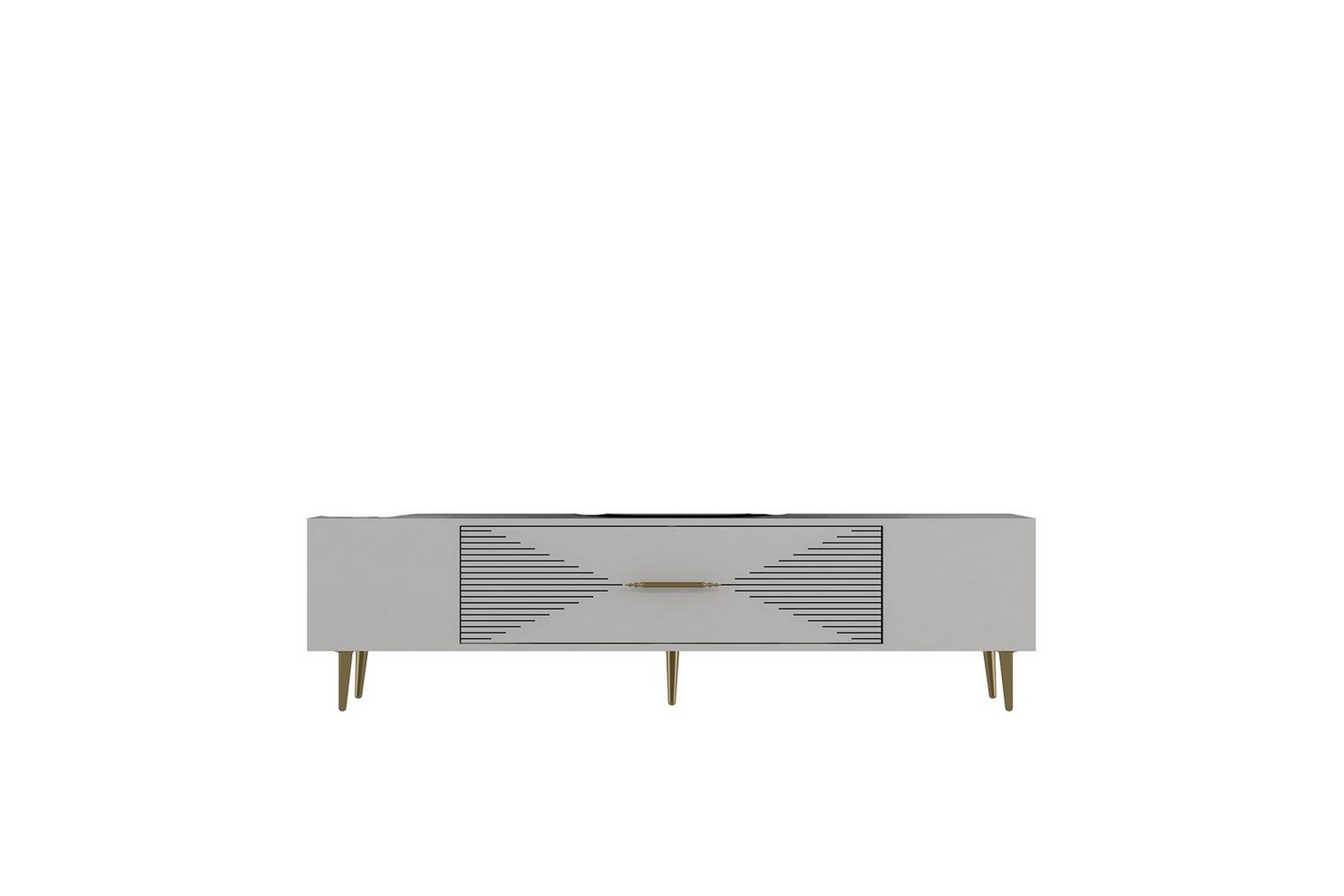 drova tv-bänk 150 cm - vit/guld