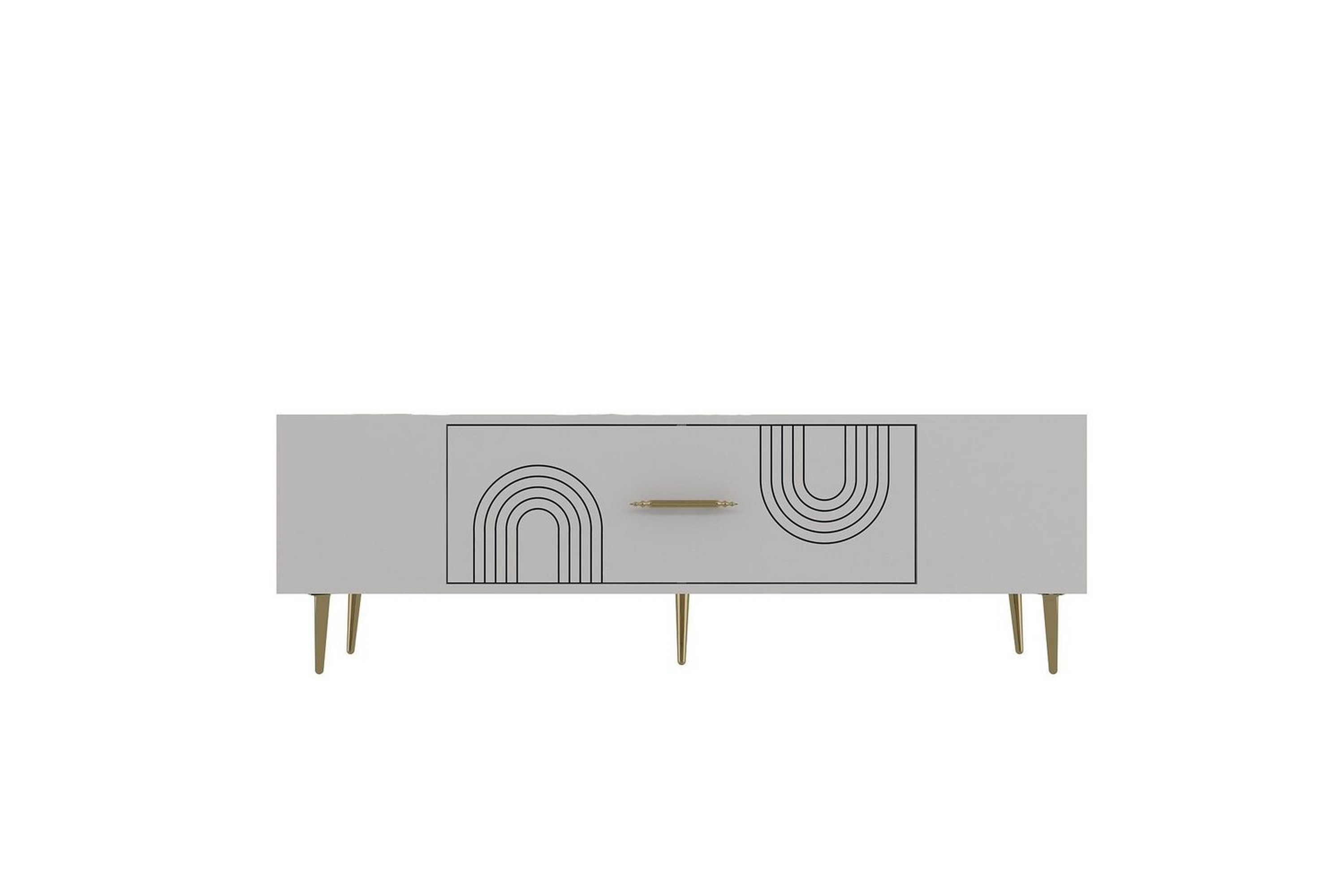 drova tv-bänk 150 cm - vit/guld