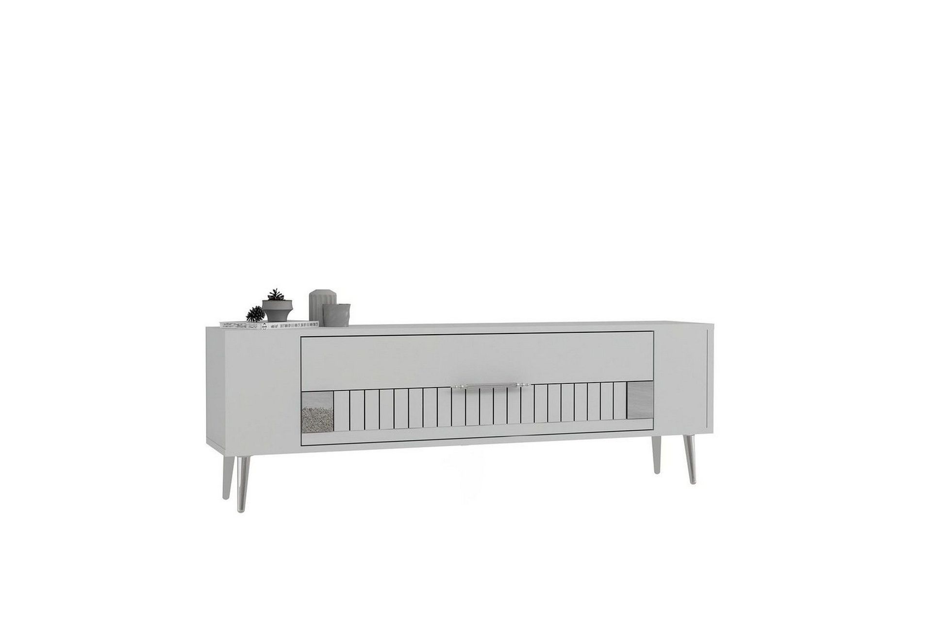 estel tv-bänk 120 cm - vit/silver