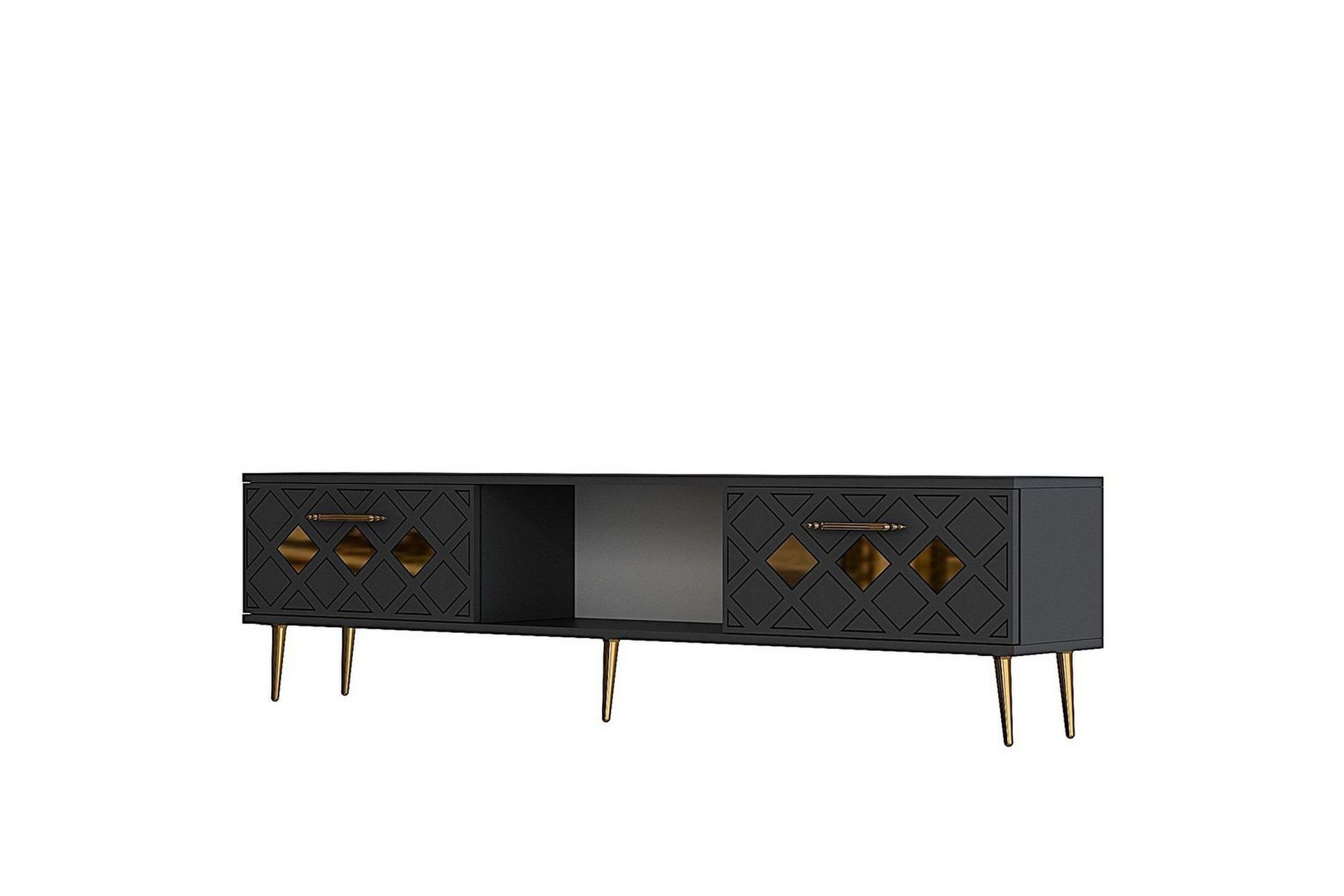 Ilna Tv-b&auml;nk 150 cm - Antracit/Guld