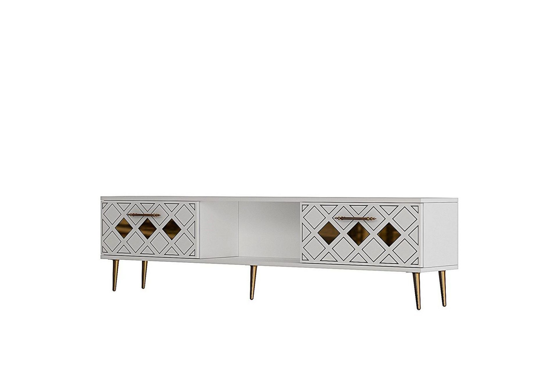 Ilna Tv-b&auml;nk 150 cm - Vit/Guld