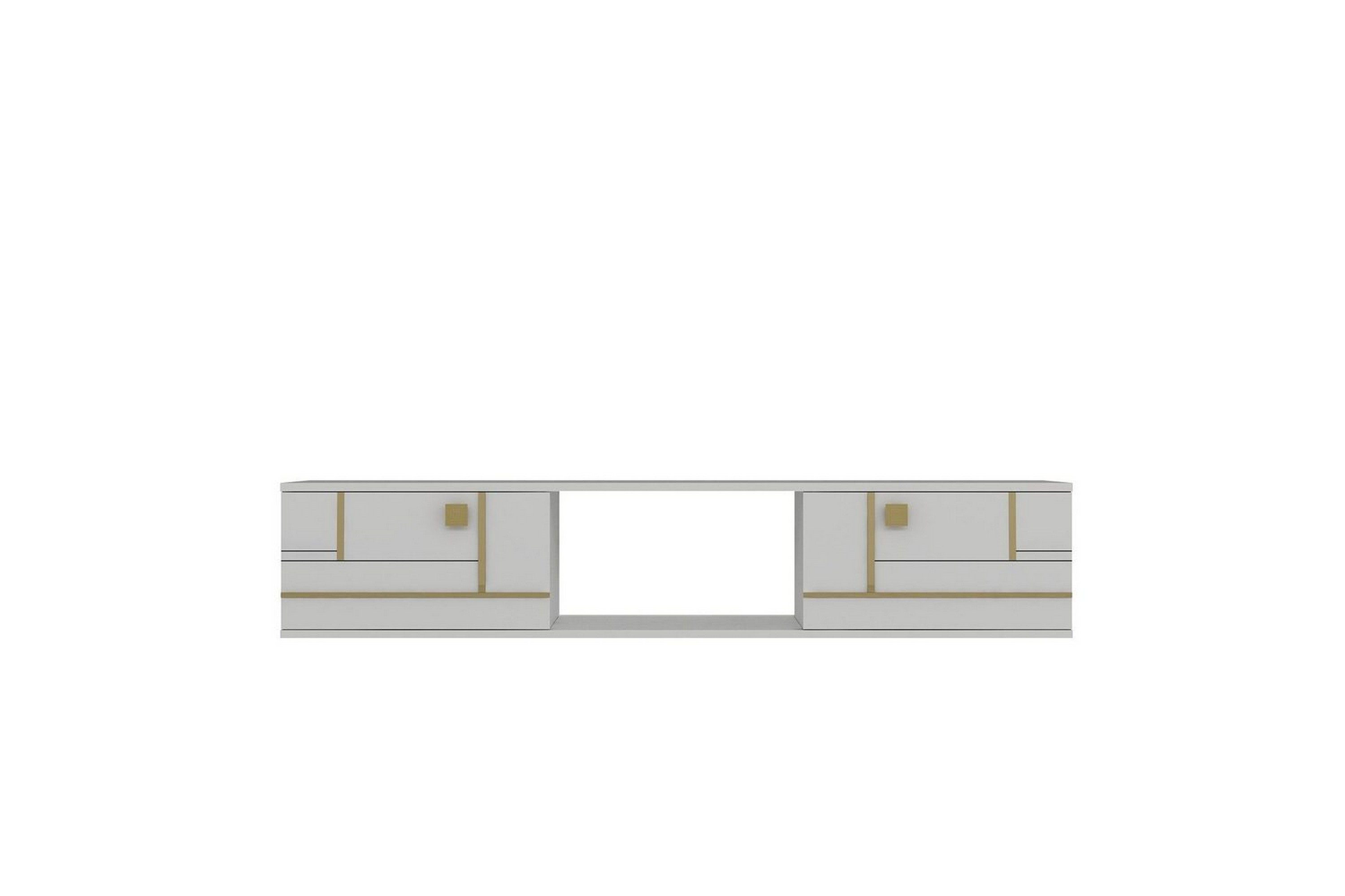 jorin tv-bänk 150 cm - vit/guld