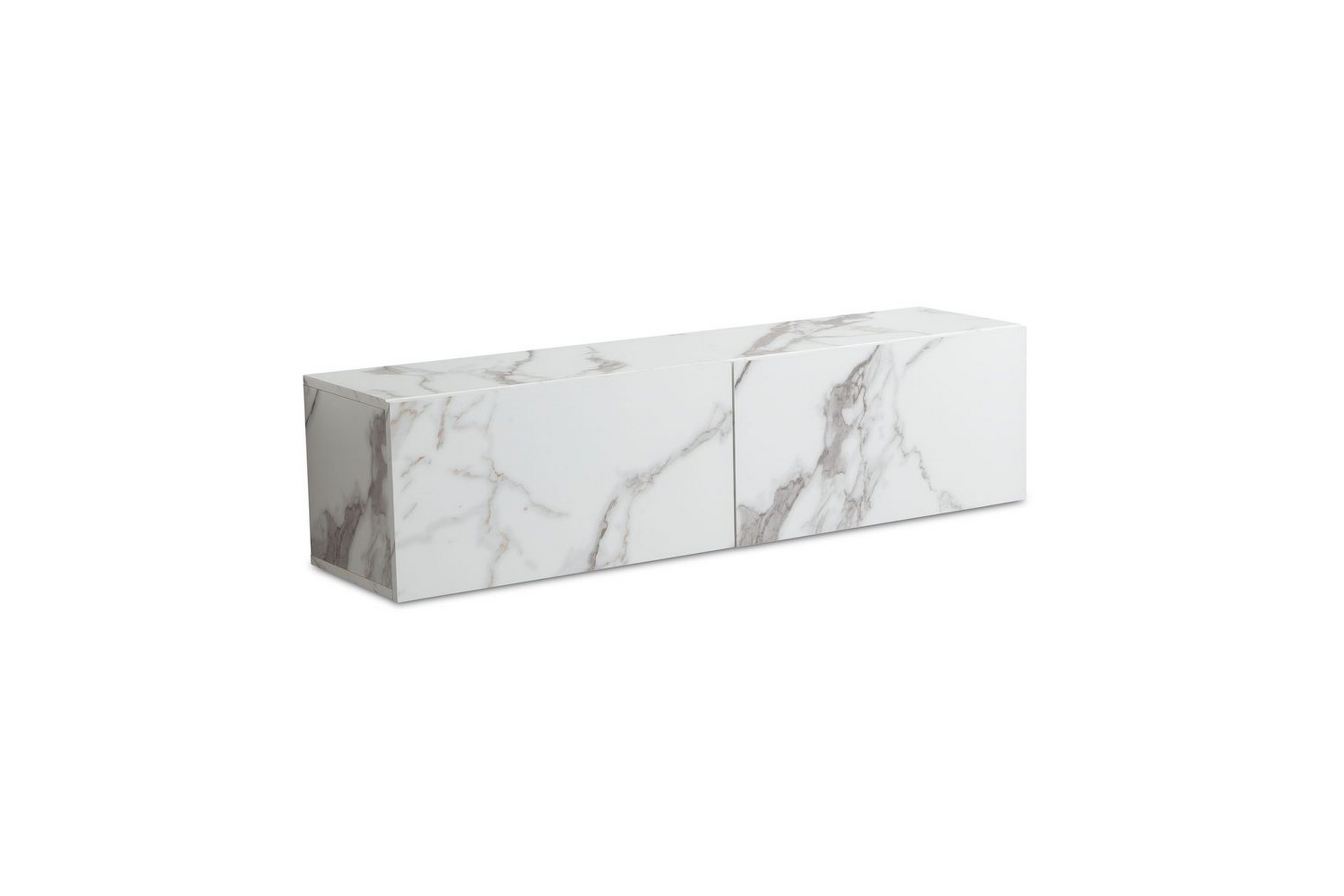 Lowboard Wohnling Folierad upphängning med luckdörr, modern Marmor, Vit,120 cm Marmor, Vit,120 cm