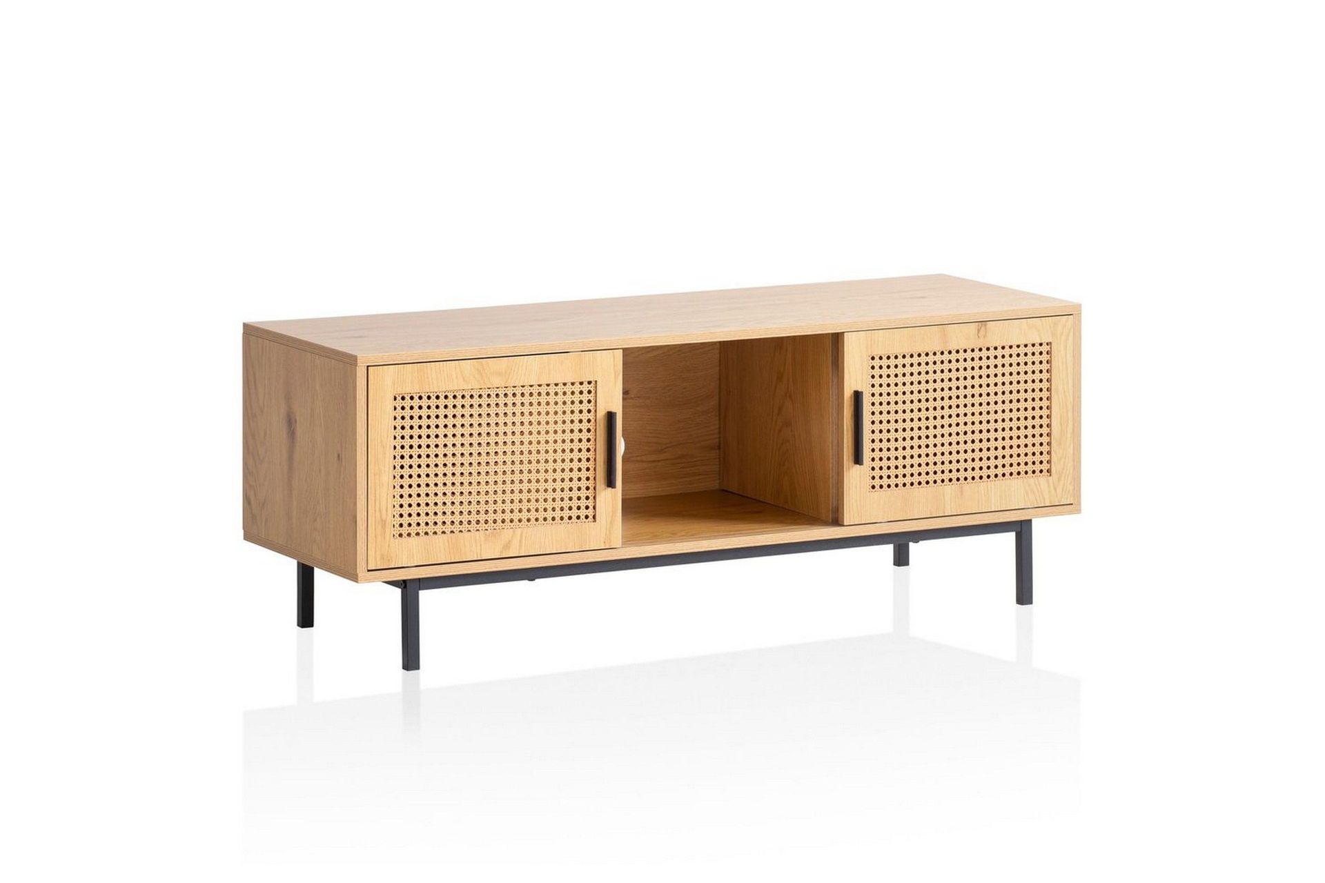 Lowboard Wohnling sp&aring;nskiva folierad med 2 skjutd&ouml;rrar, wienfl&auml;t, modern stil Ek - Ek