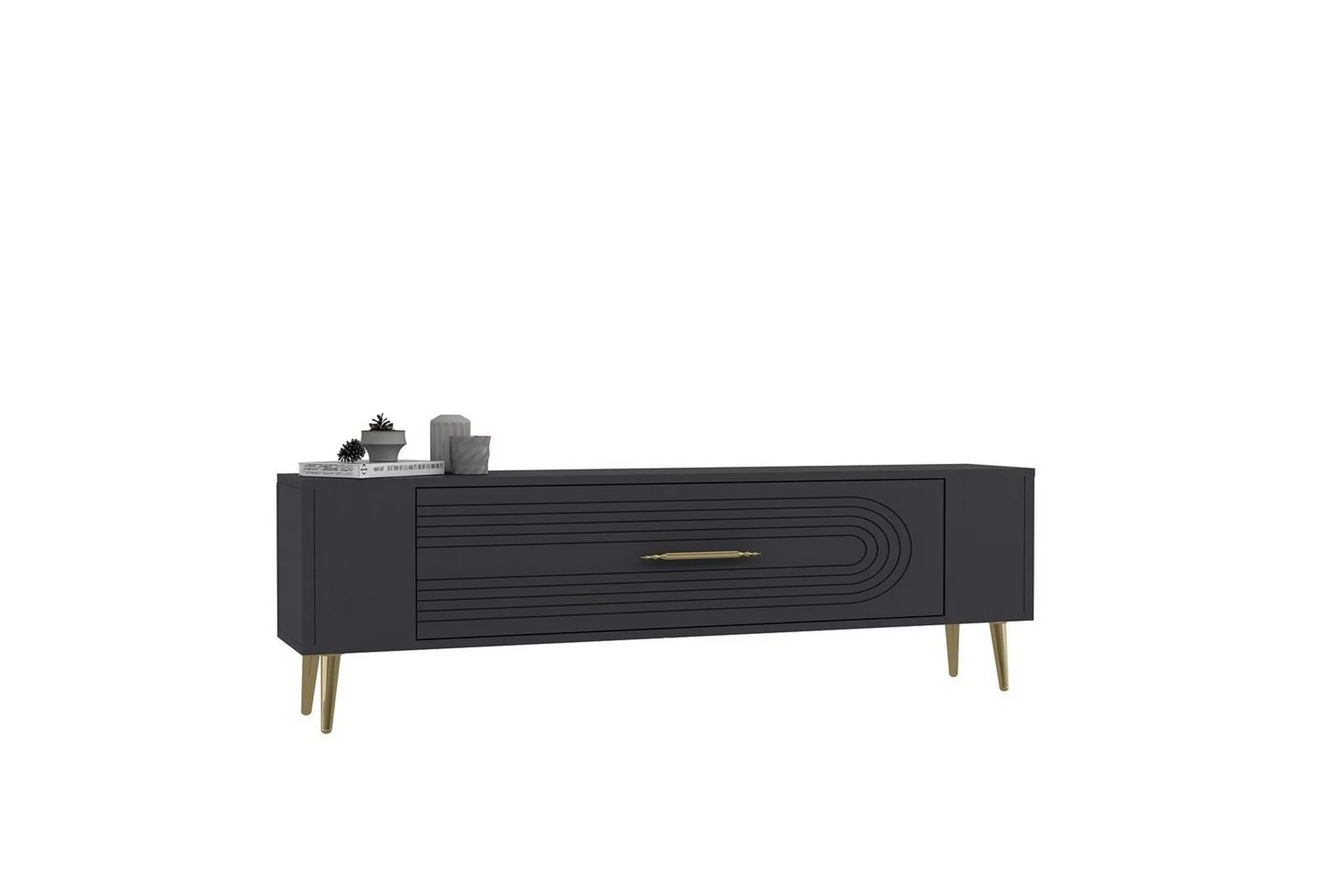 mirel tv-bänk 120 cm - antracit/guld