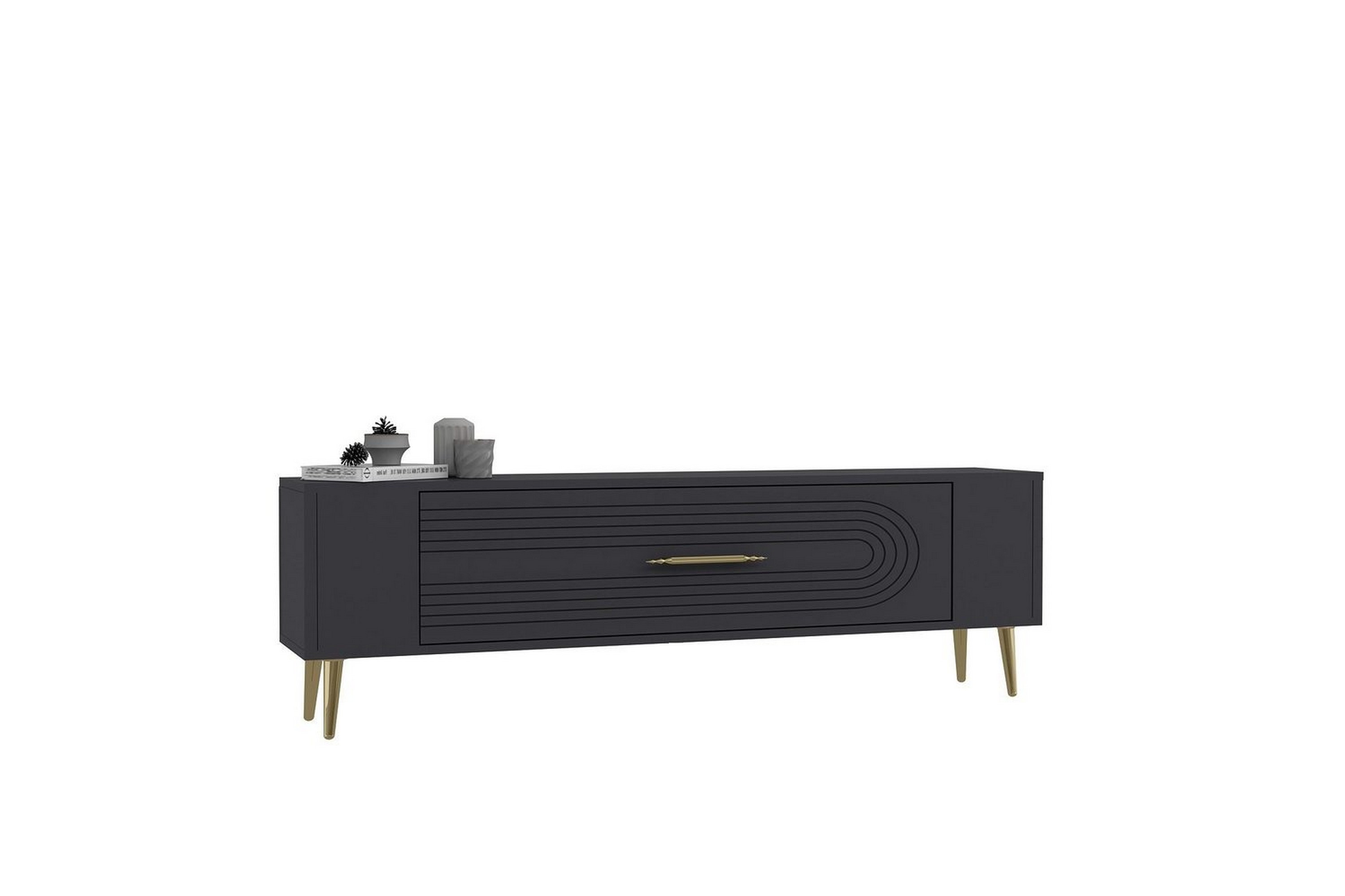 mirel tv-bänk 120 cm - antracit/guld