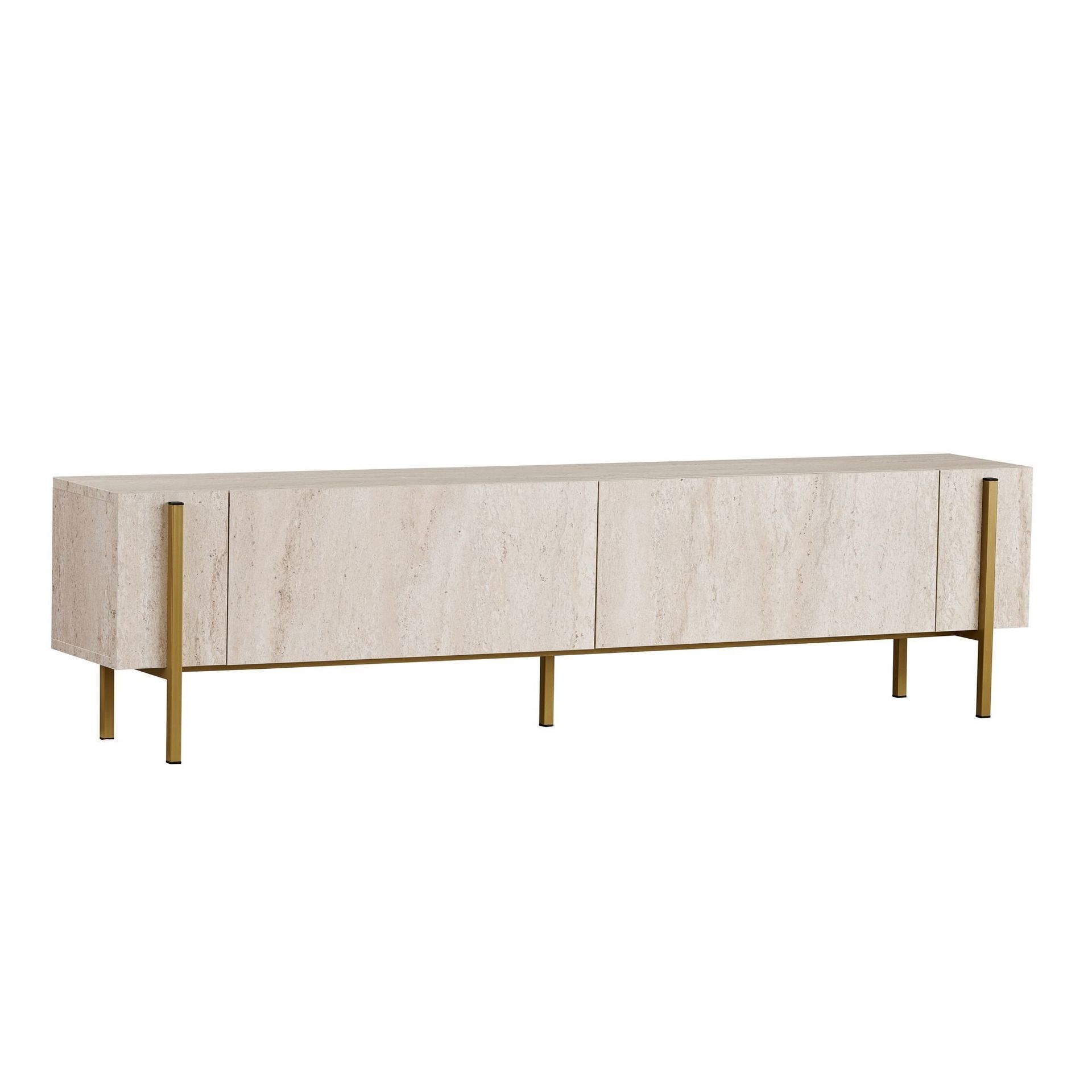 Nexus TV-b&auml;nk 180 cm - Travertin/guld