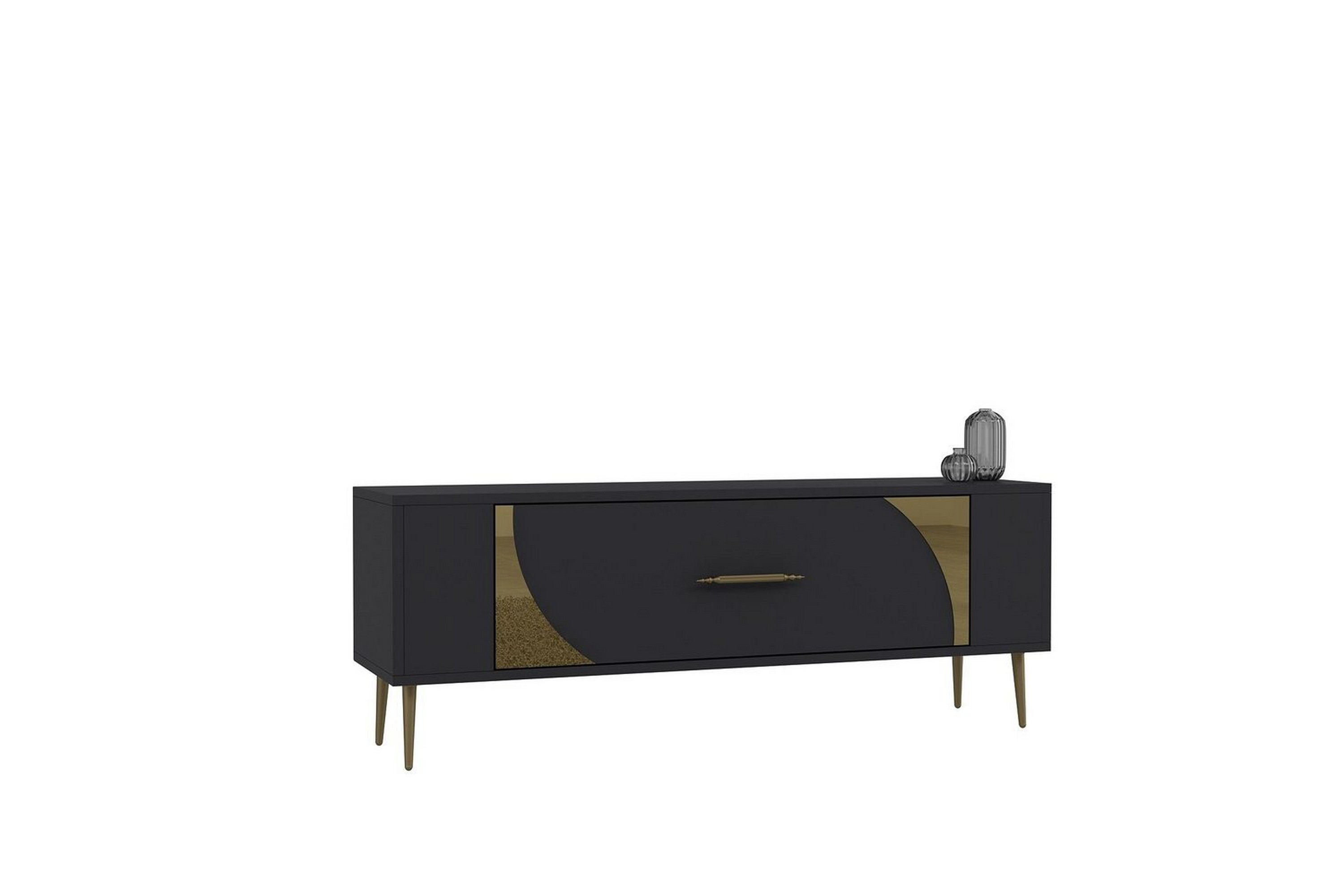 olyra tv-bänk 120 cm - antracit/guld