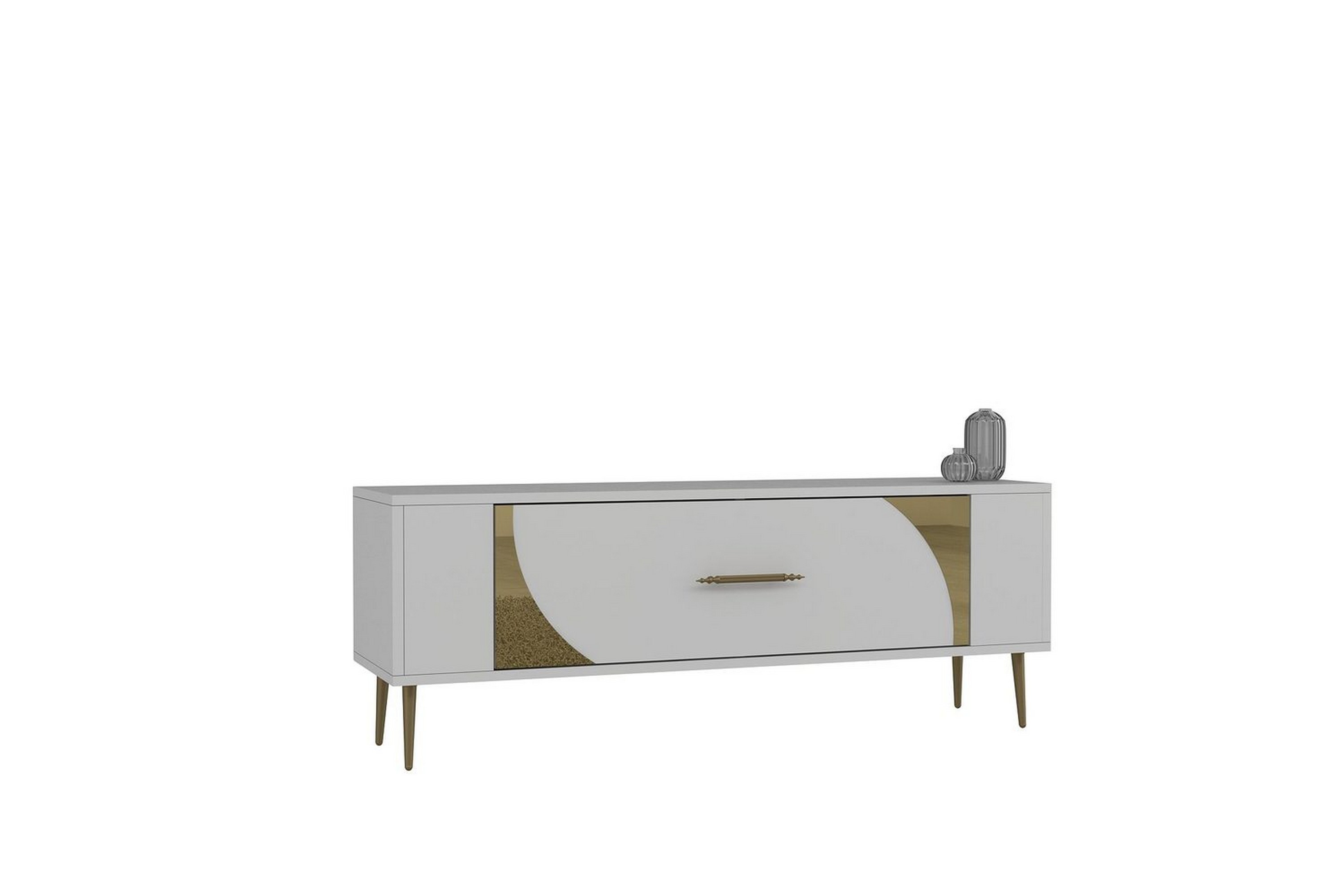 olyra tv-bänk 120 cm - vit/guld