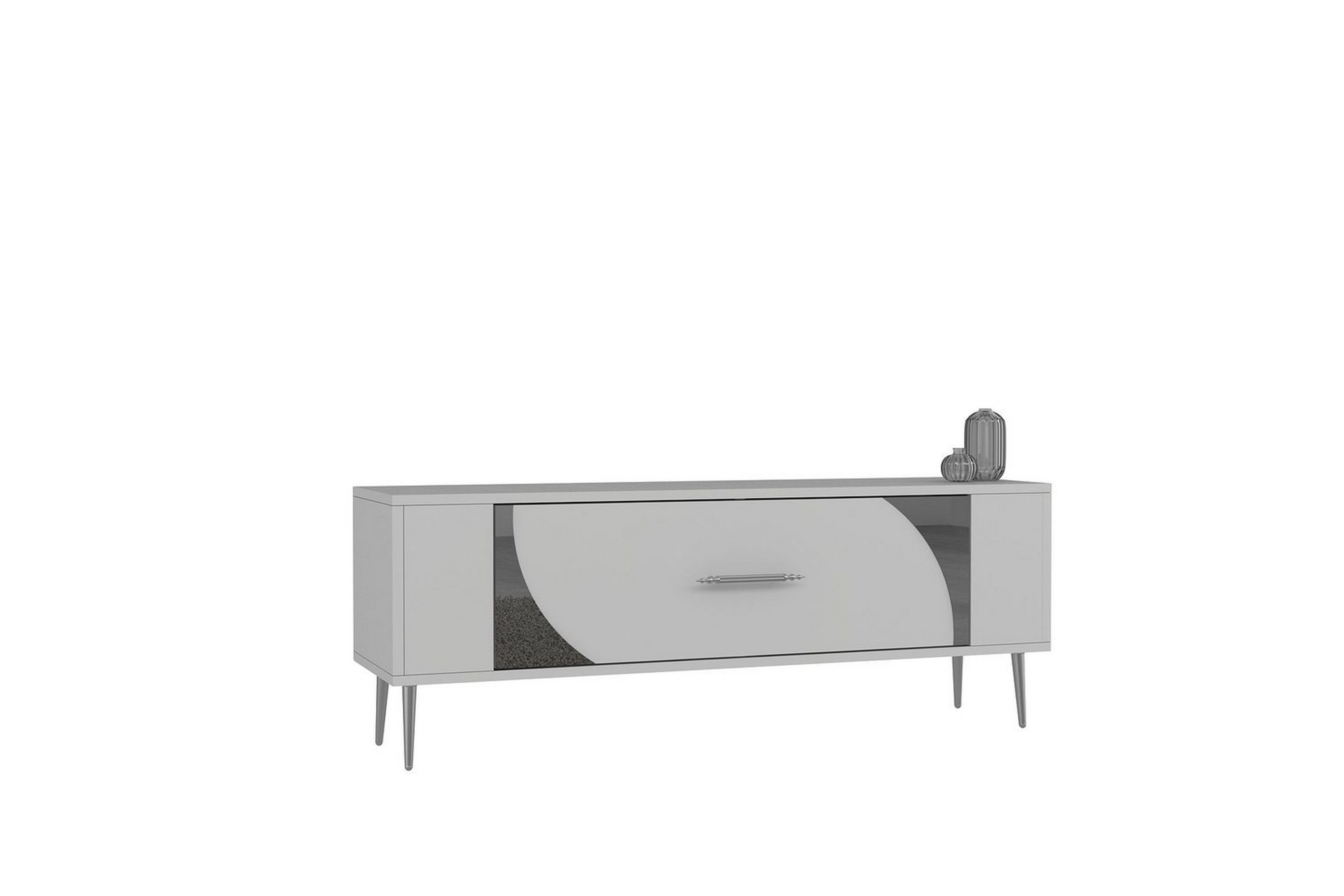 olyra tv-bänk 120 cm - vit/silver