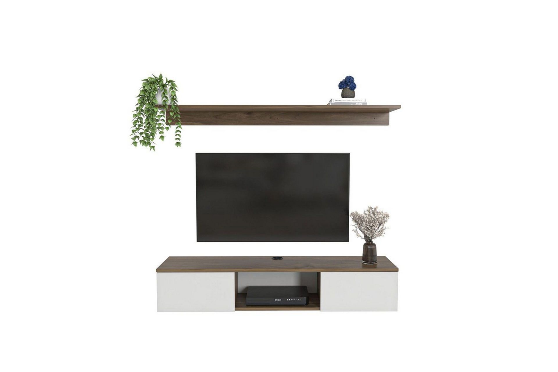 Sovric Tv-b&auml;nk 140 cm - Valn&ouml;t/Vit