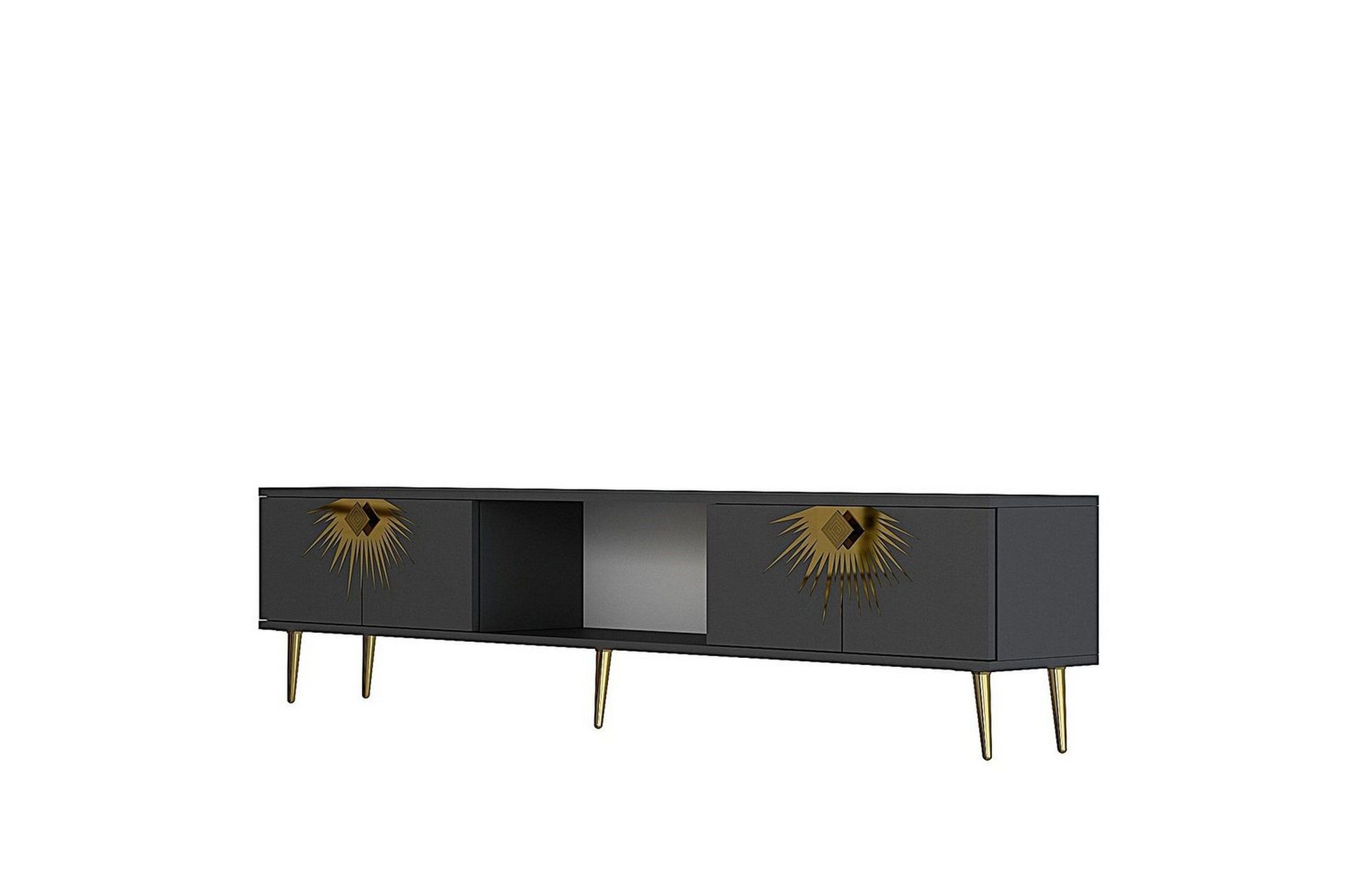 Tari Tv-b&auml;nk 150 cm - Antracit/Guld