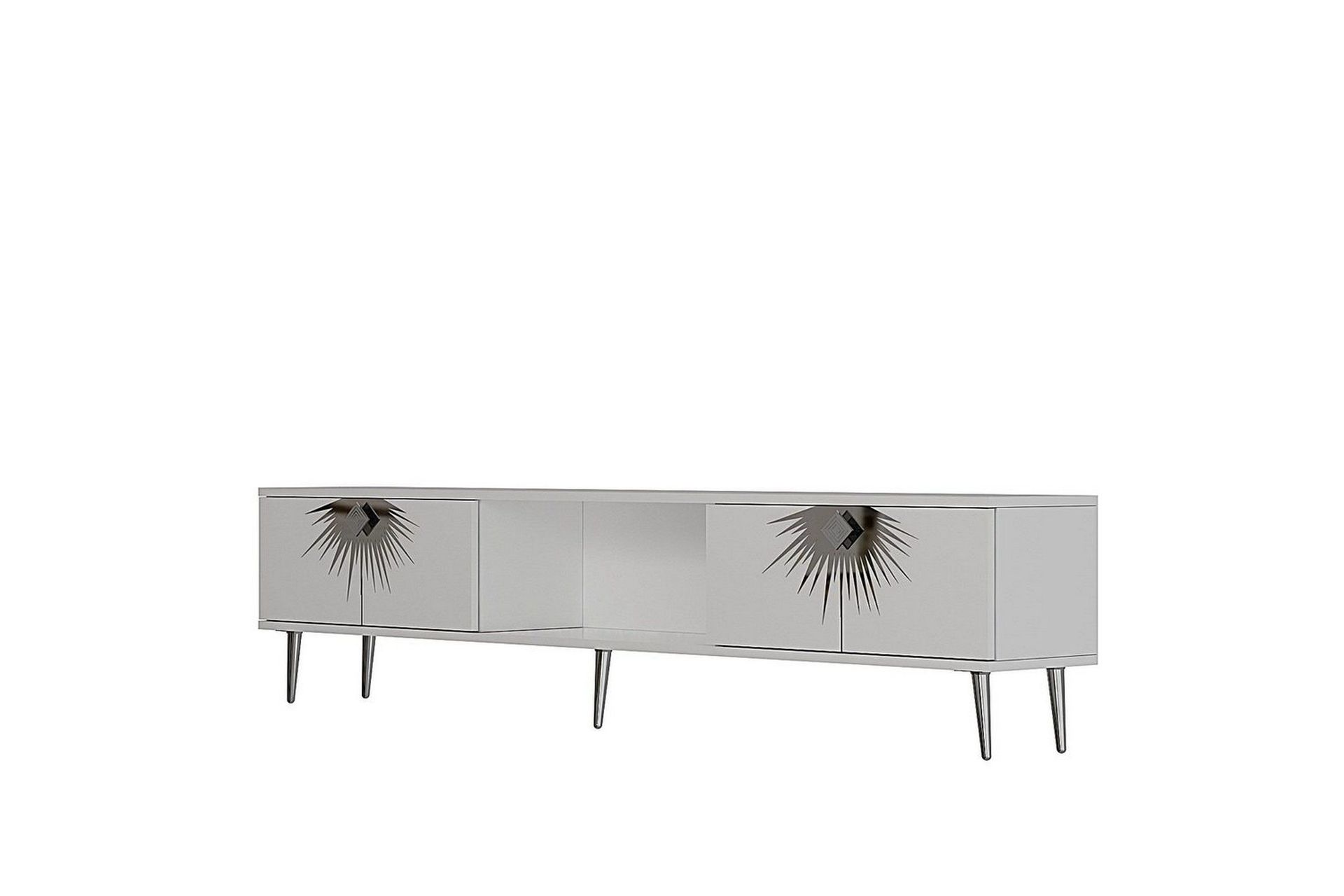 tari tv-bänk 150 cm - vit/silver