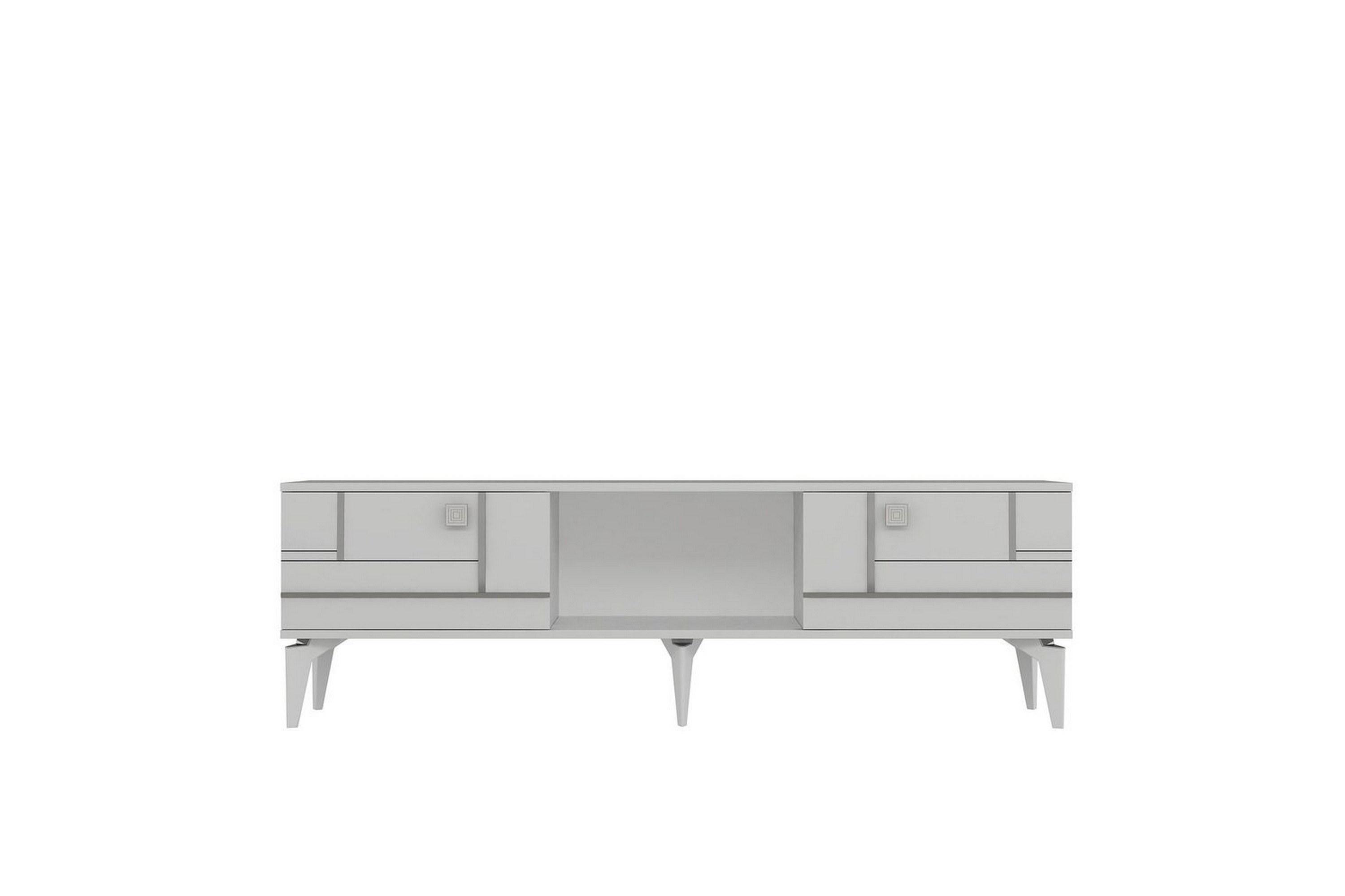 varno tv-bänk 150 cm - vit/silver