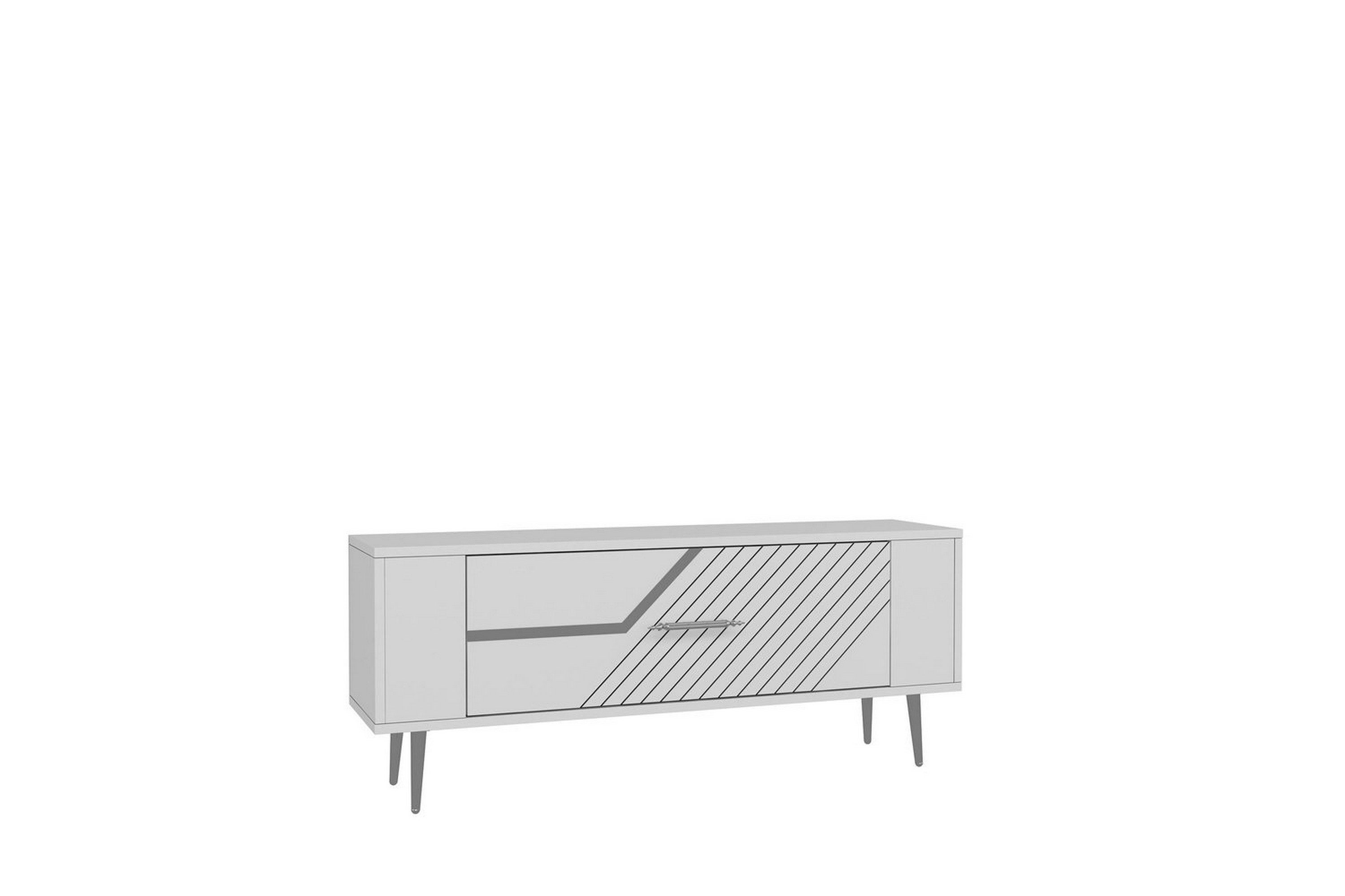 veynor tv-bänk 120 cm - vit/silver