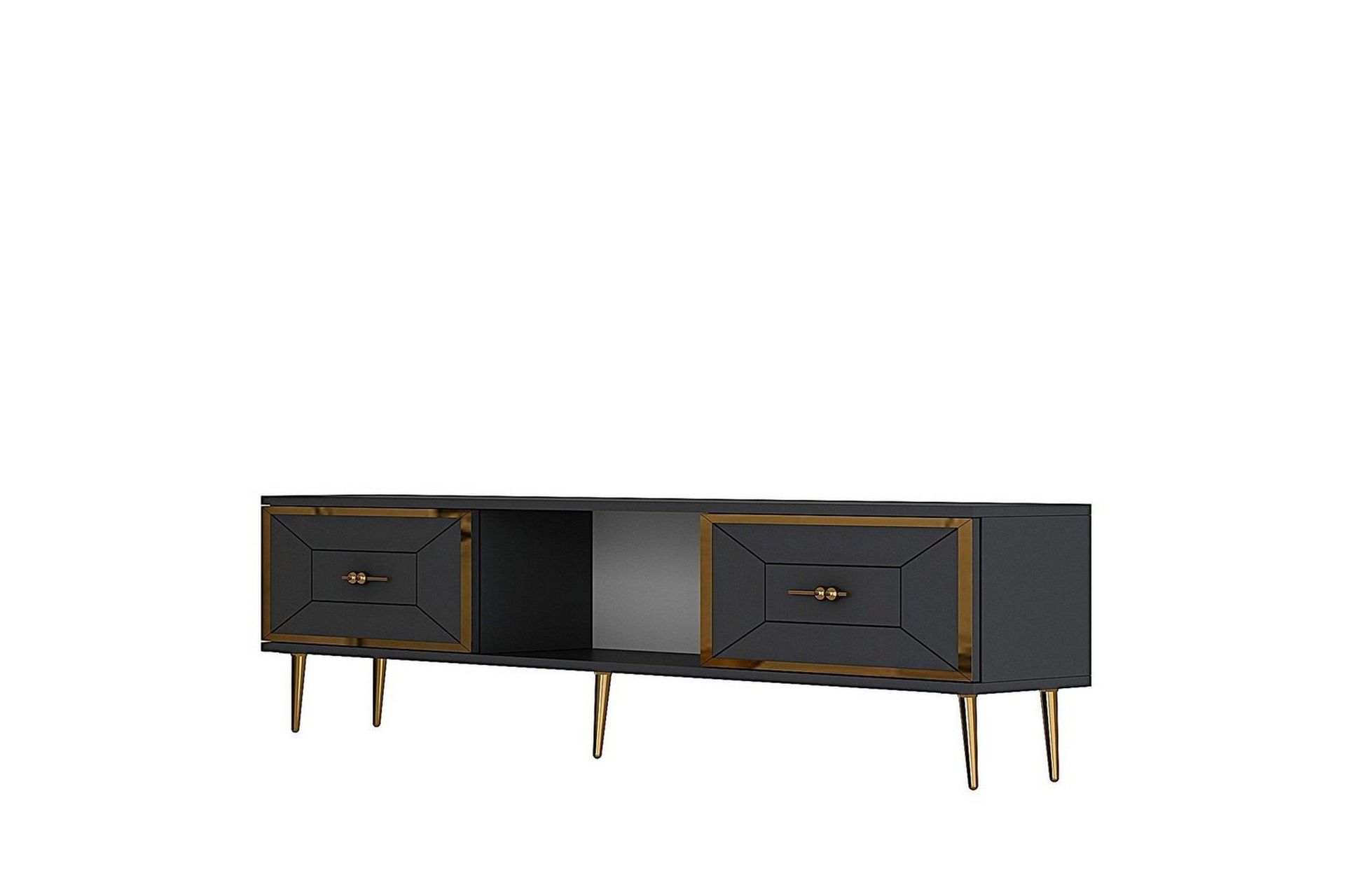 Virdel Tv-b&auml;nk 150 cm - Antracit/Guld