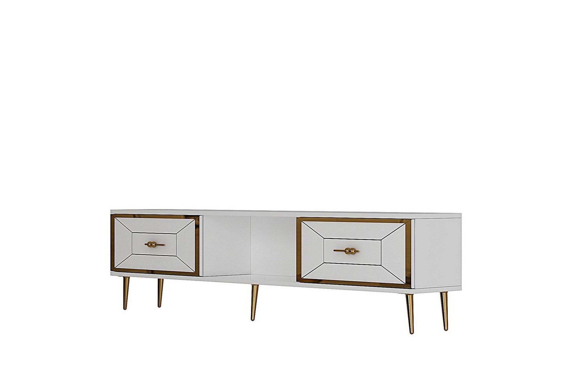 Virdel Tv-b&auml;nk 150 cm - Vit/Guld