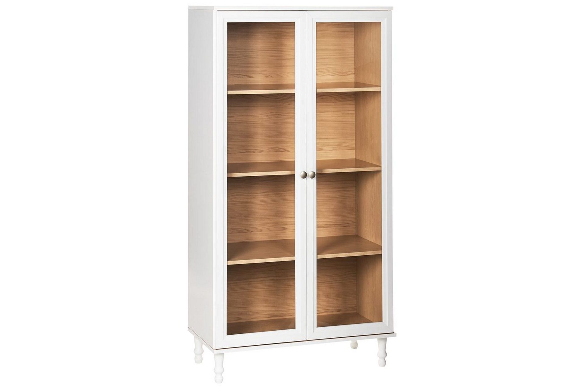 Vitrinskåp Tingledale Vit, ljust trä, 80x40x151 cm - Vit, ljust trä, 80x40x151 cm