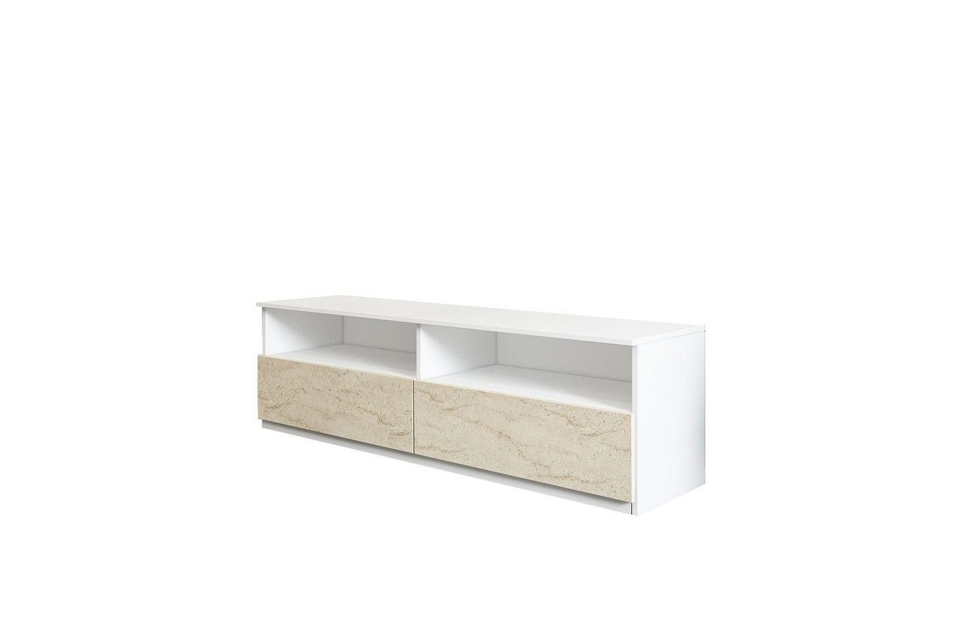 zylen tv-bänk 144 cm - vit/travertine