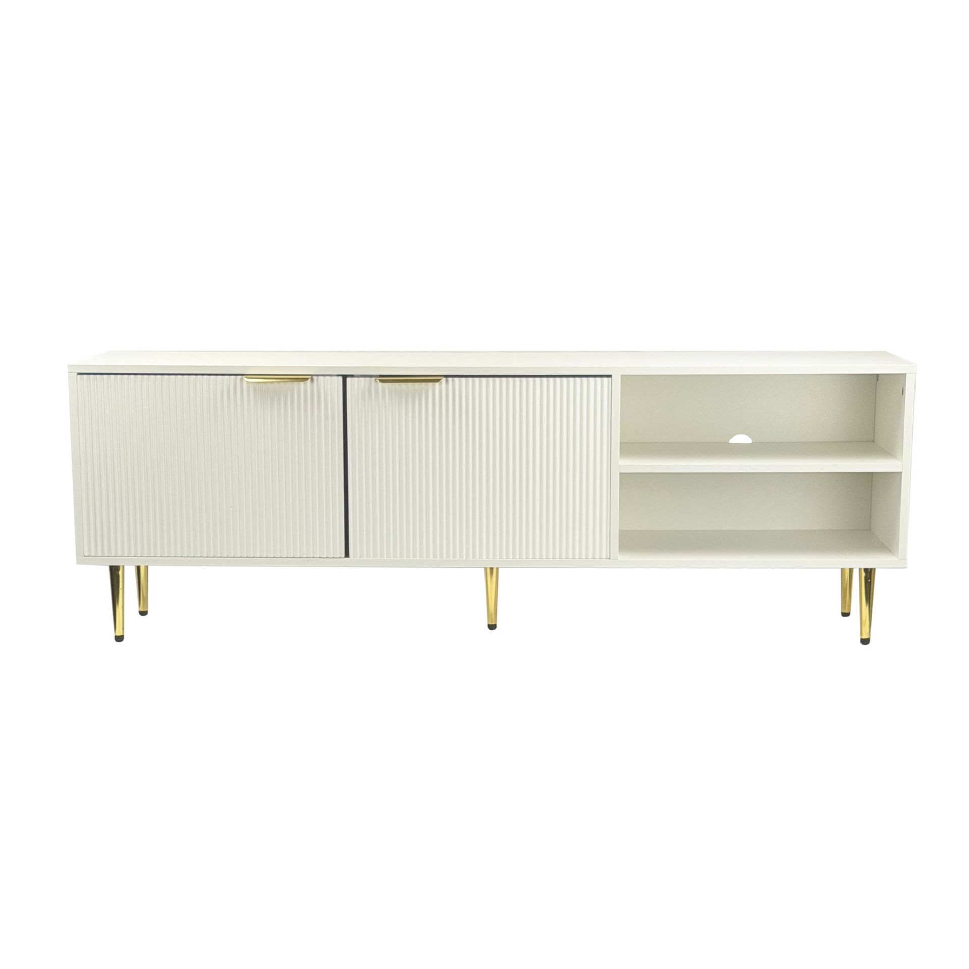 Morela TV-bänk 150 cm - Vit med guldfärgade detaljer