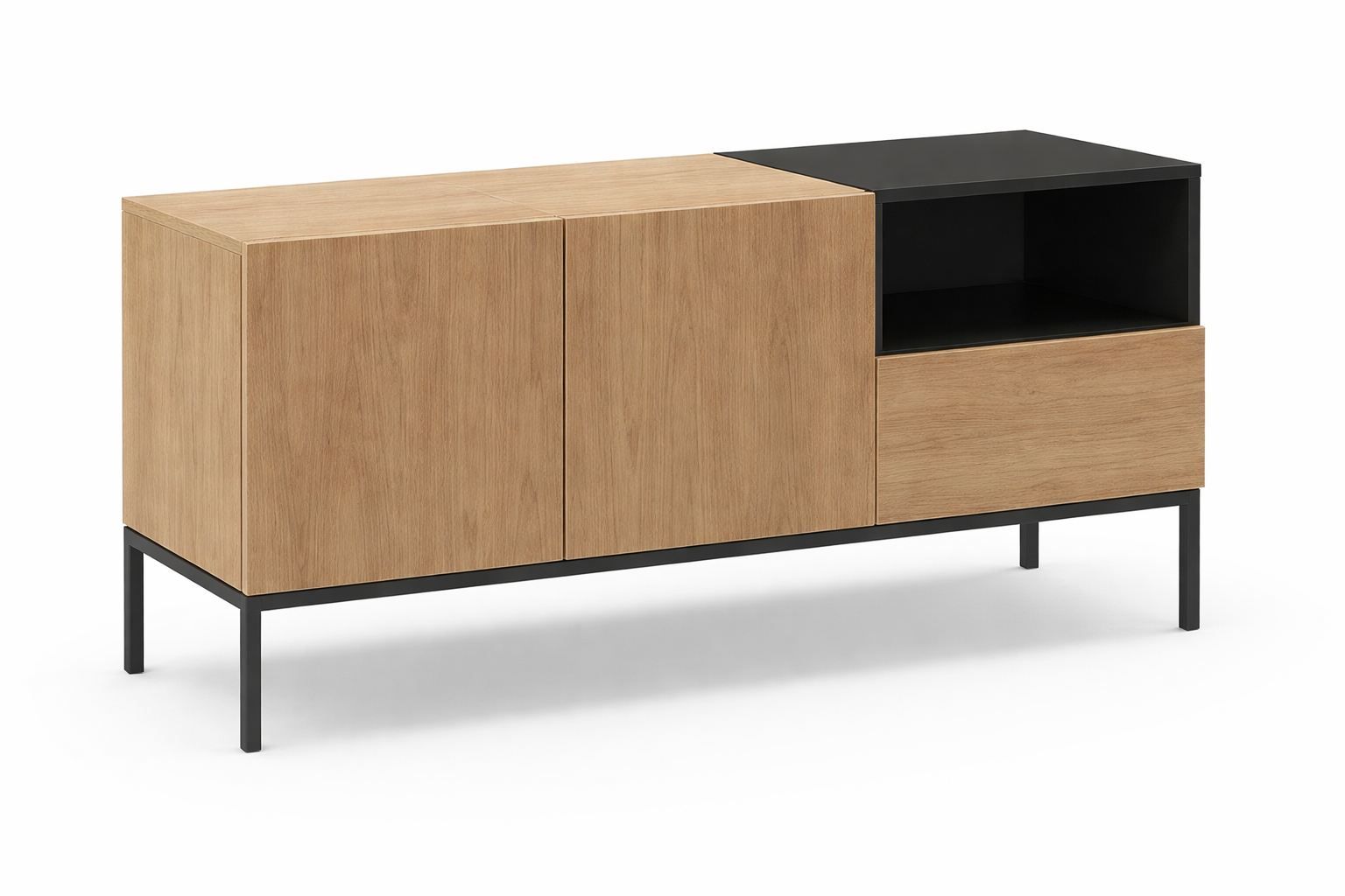 Morlen Tv-B&auml;nk 140 cm - Naturlig ek, Wood Black, svart