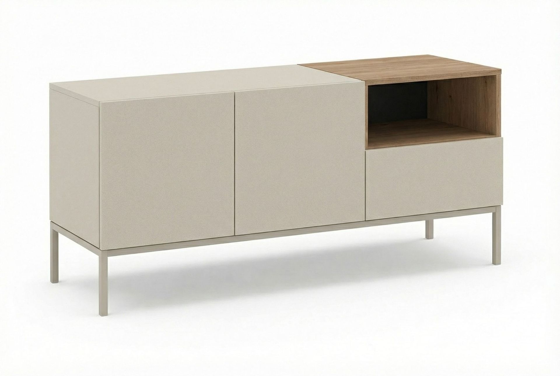 Morlen Tv-B&auml;nk 140 cm - Santstone och naturlig ek