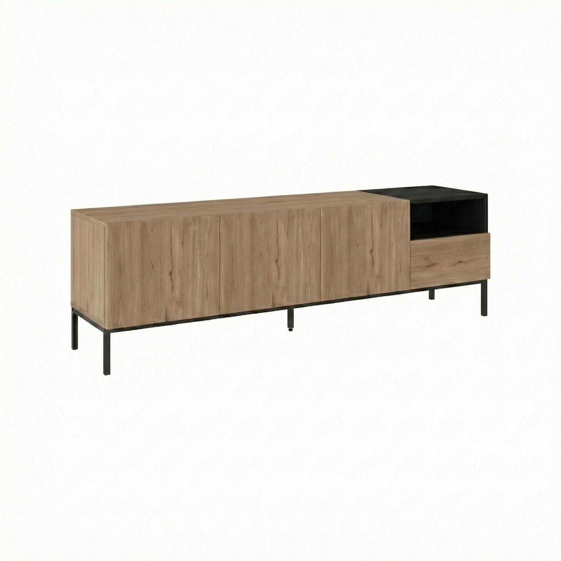 Morlen TV-b&auml;nk 180x55x41,8 cm - naturf&auml;rgad ek, svart, sandstone