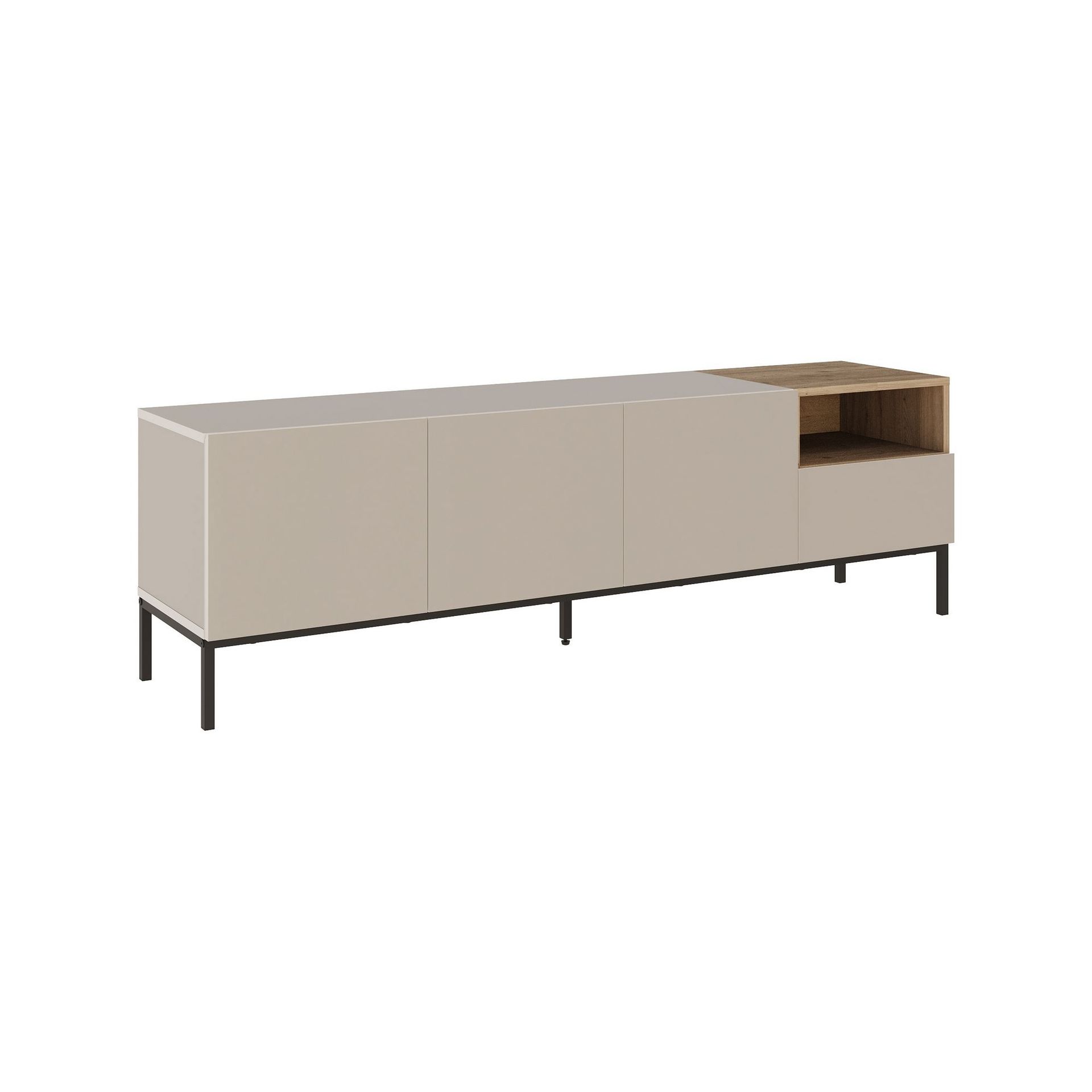 Morlen TV-b&auml;nk 180x55x41,8 cm - sandsten, naturlig ek och svart