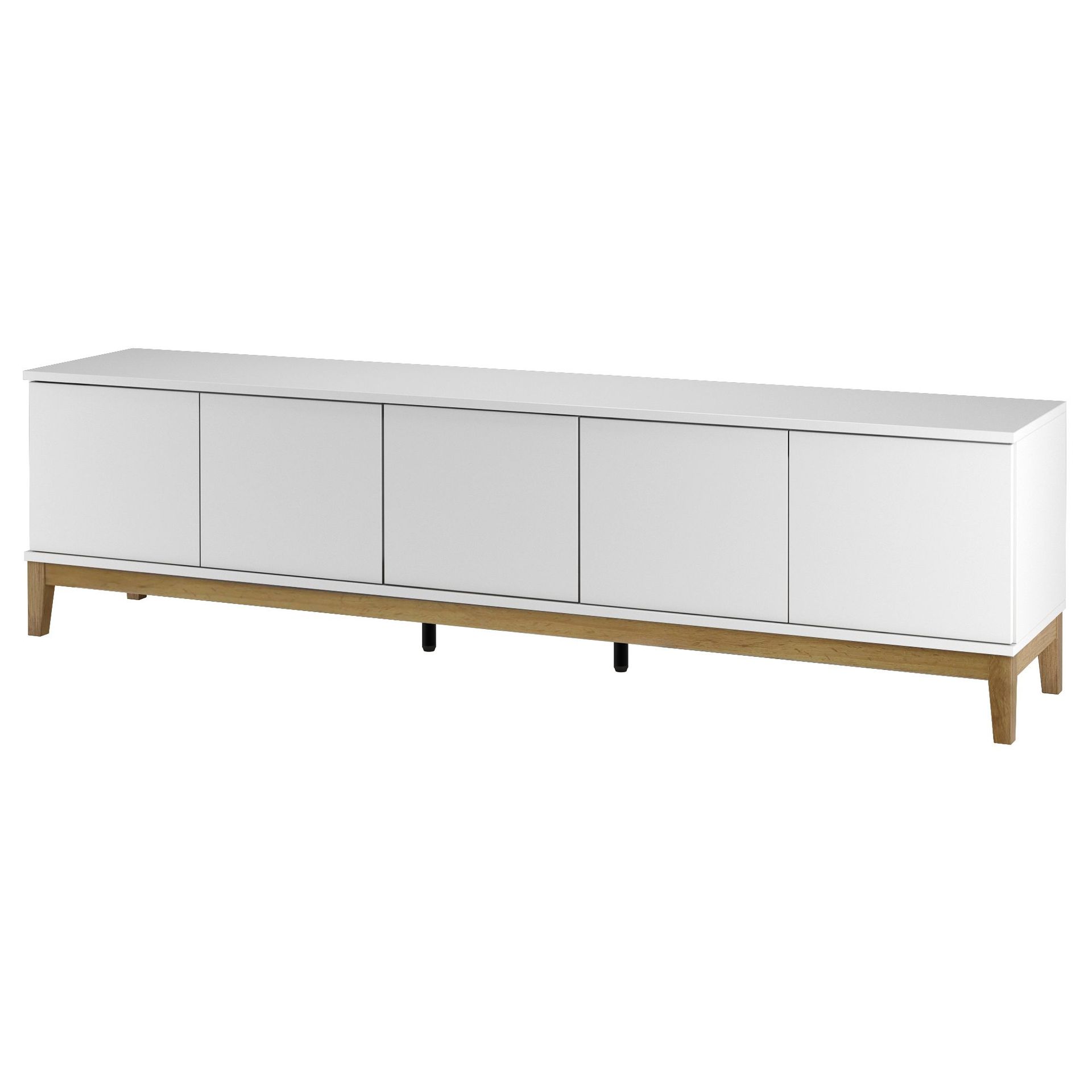 Pelle Tv-bänk 200 cm - Vit/Wotan-ek