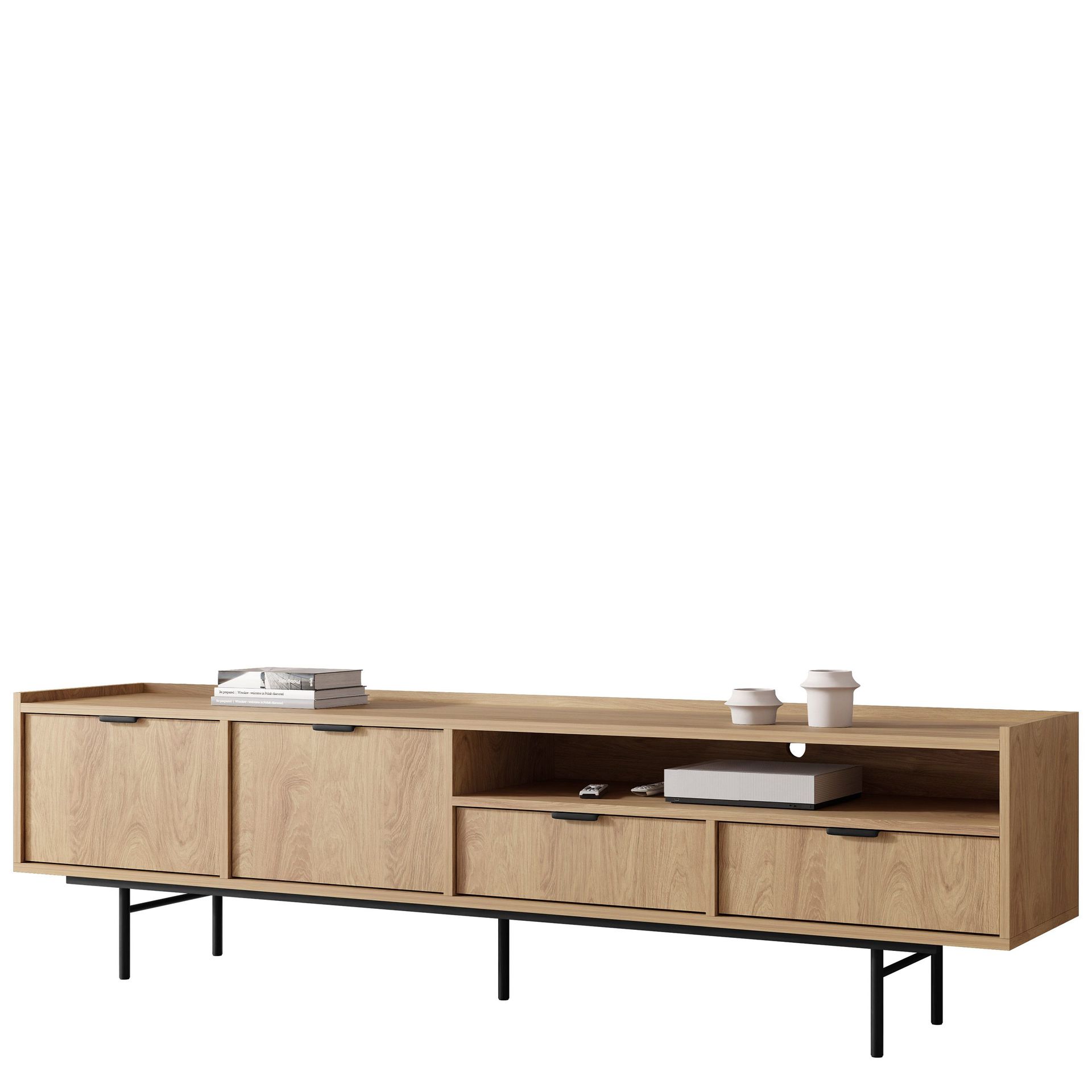Rolden TV-bänk 200x55 cm - Hickoryek