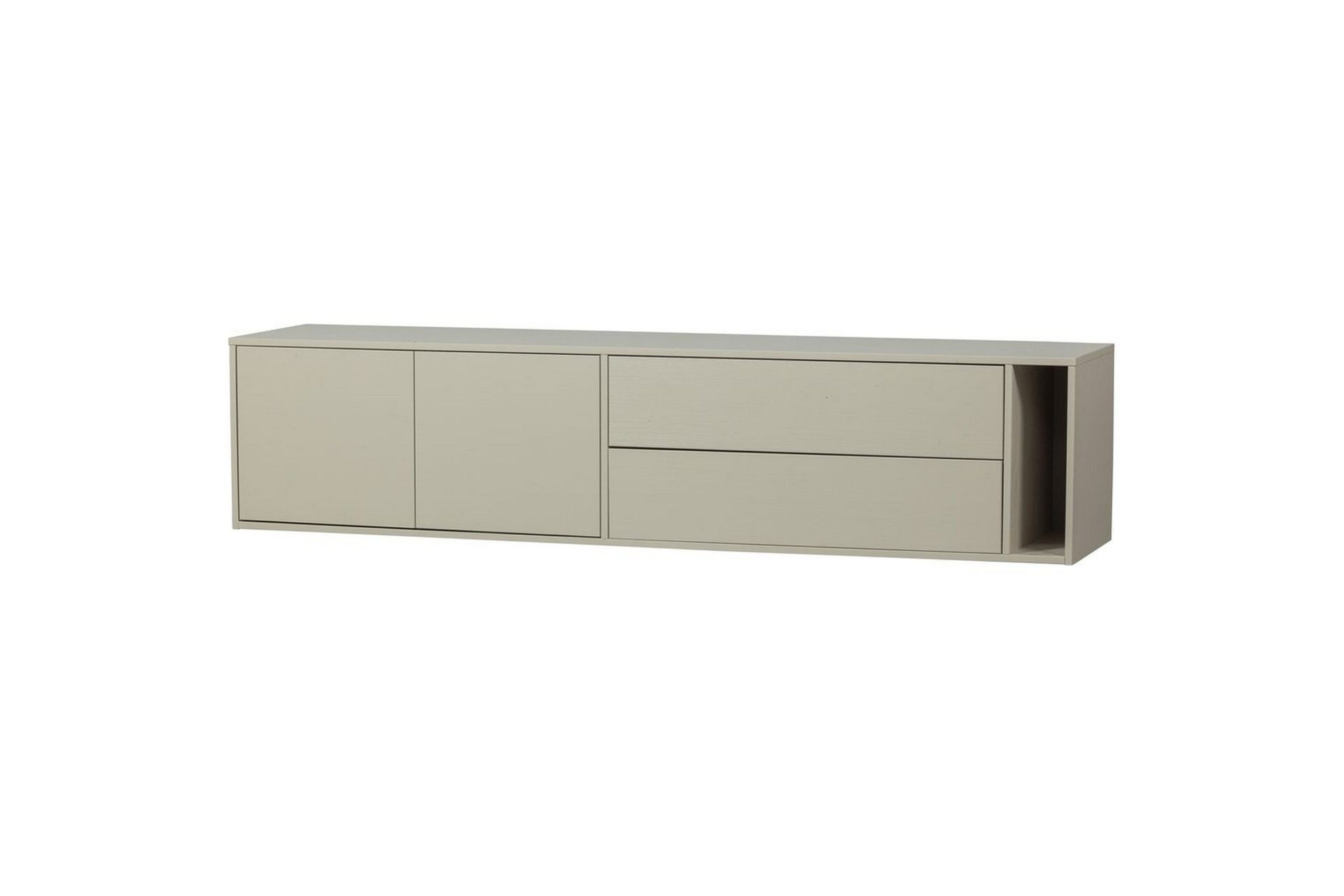 Settle V&auml;ggh&auml;ngd TV-b&auml;nk 200 cm med F&ouml;rvaring i Furu - Sandbeige