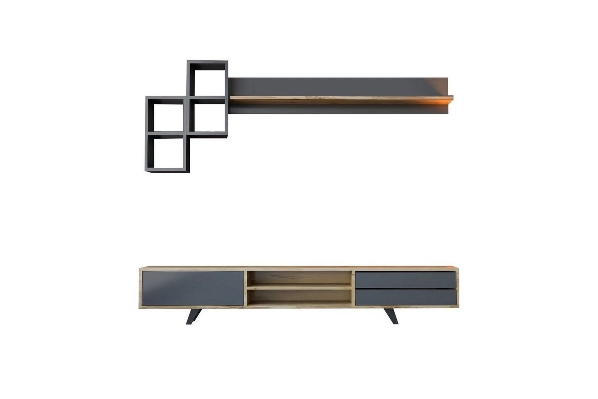 Seyra Tv-möbelset 180x40 cm - Antracit/Ek