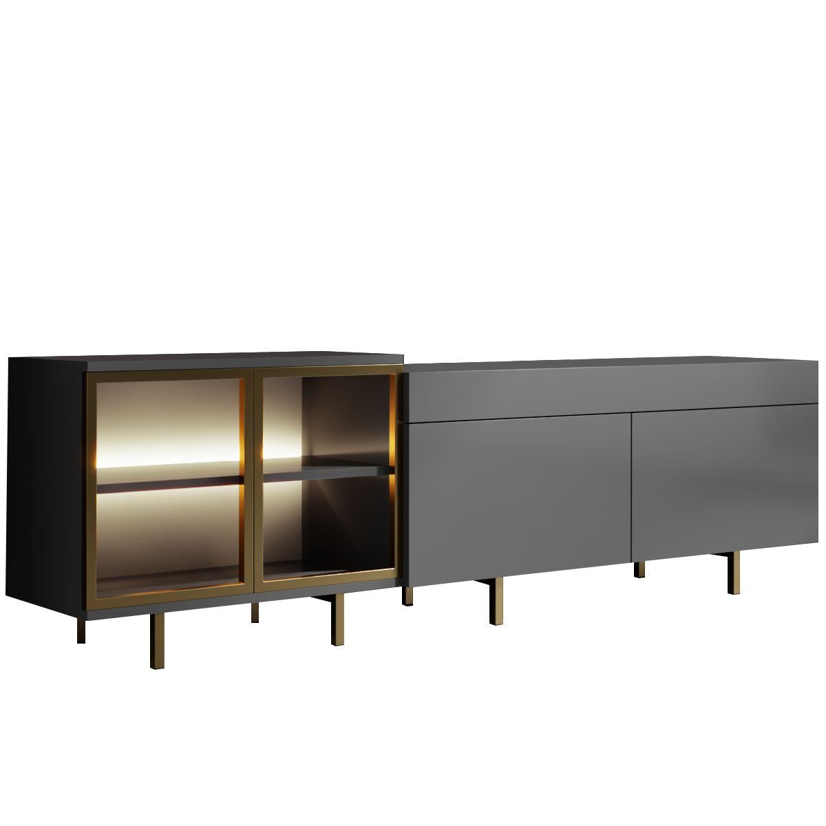 Seyring Tv-bänk 190 cm - Antracit/Guld