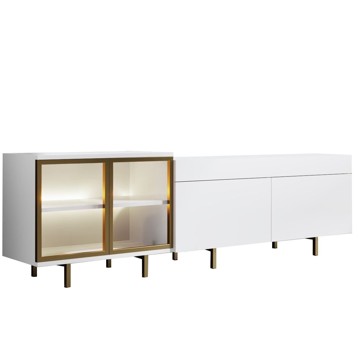 Seyring Tv-bänk 190 cm - Vitt/guld