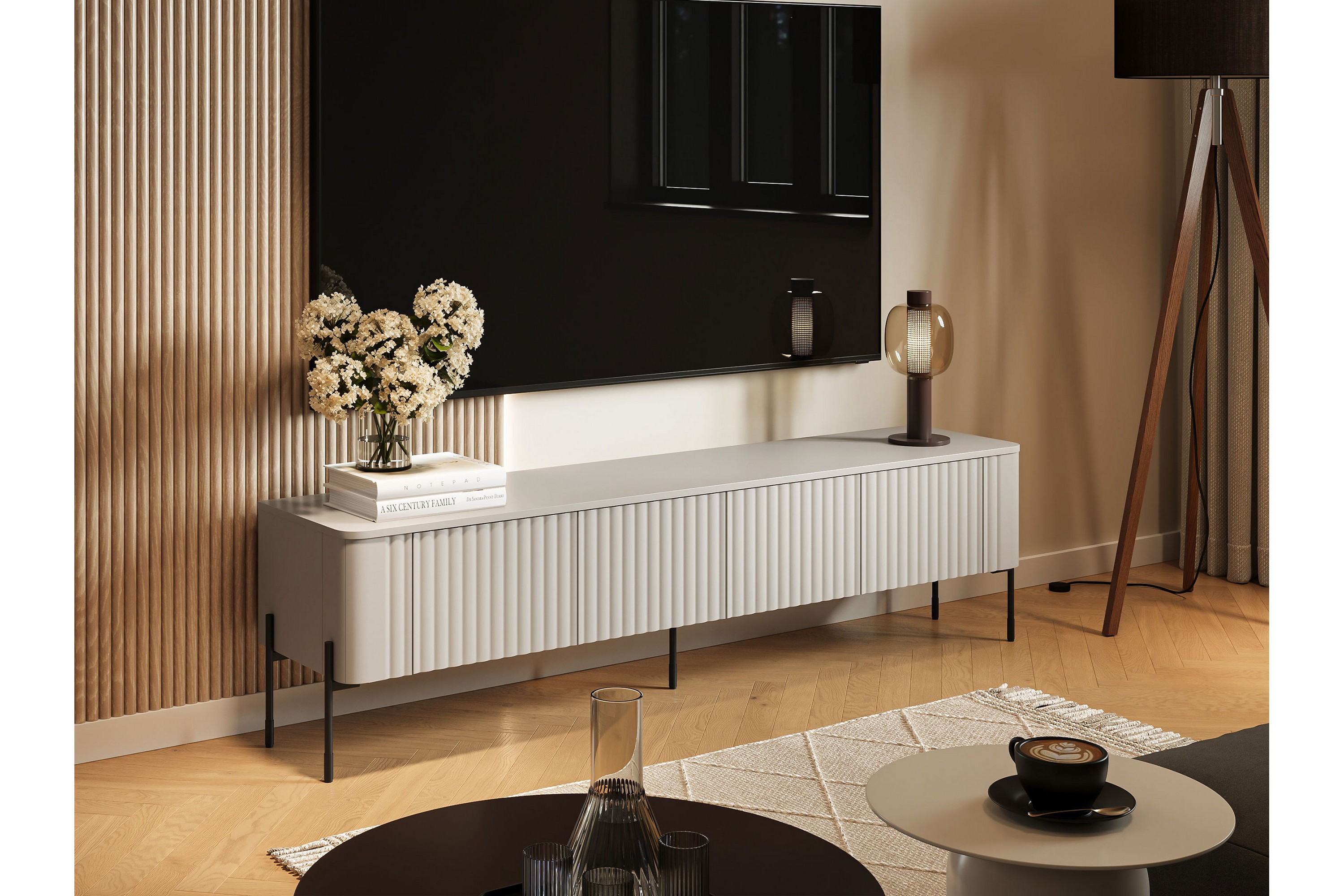 sherie tv-bänk 190x40 cm - beige