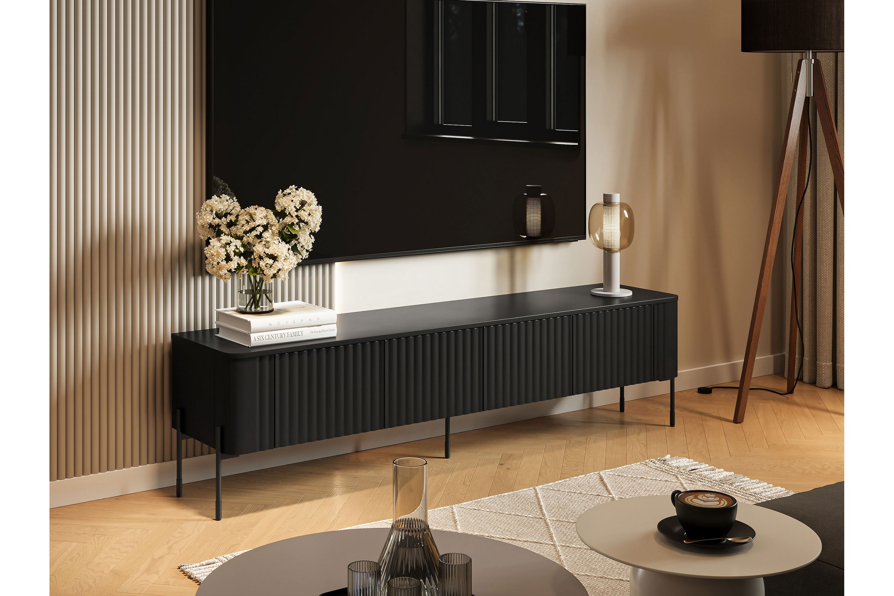 sherie tv-bänk 190x40 cm - rosa